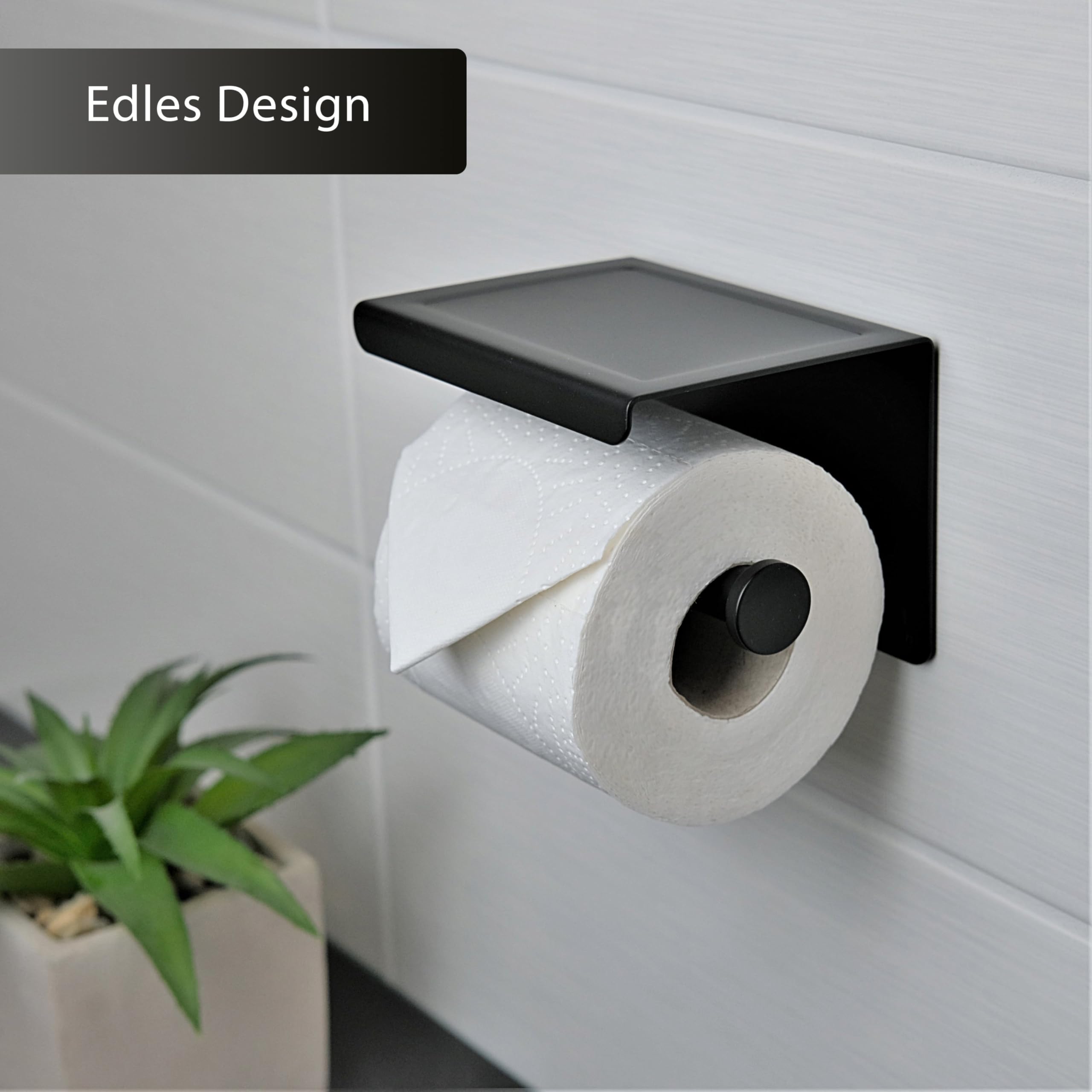 Billybath Porte Papier Toilette, Support Papier Toilette Sans Percage Porte Essuie Tout Porte-Rouleau De Papier En Acier Inoxydable Pour Salle De Bain, Cuisine(Noir