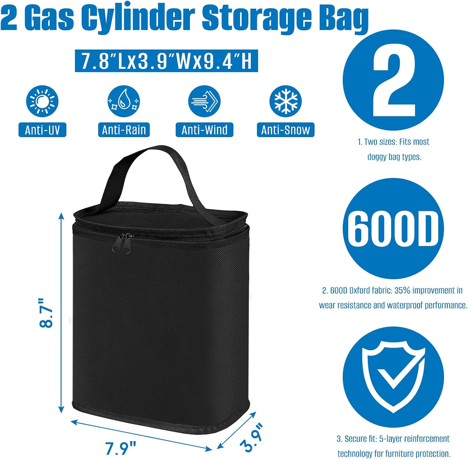 SIRUITON Mini Fuel Cylinder Storage Bag for Refillable cylinder 1LB | Small Propane Tanks Bag, 600D Oxford Fabric, Fuel keg refillable Propane Tank Bag for Outdoor Camping, Cooking