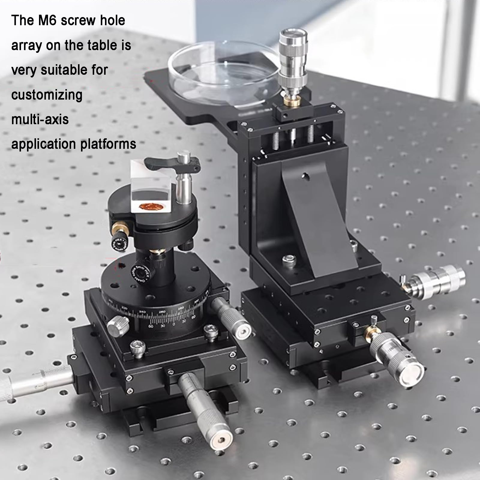 Mikrometryczny etap liniowy, ręczny stół przesuwny, skok 25 mm dla precyzyjnego pozycjonowania i kontroli mechanicznej, platforma 101,6 x 76,2 mm