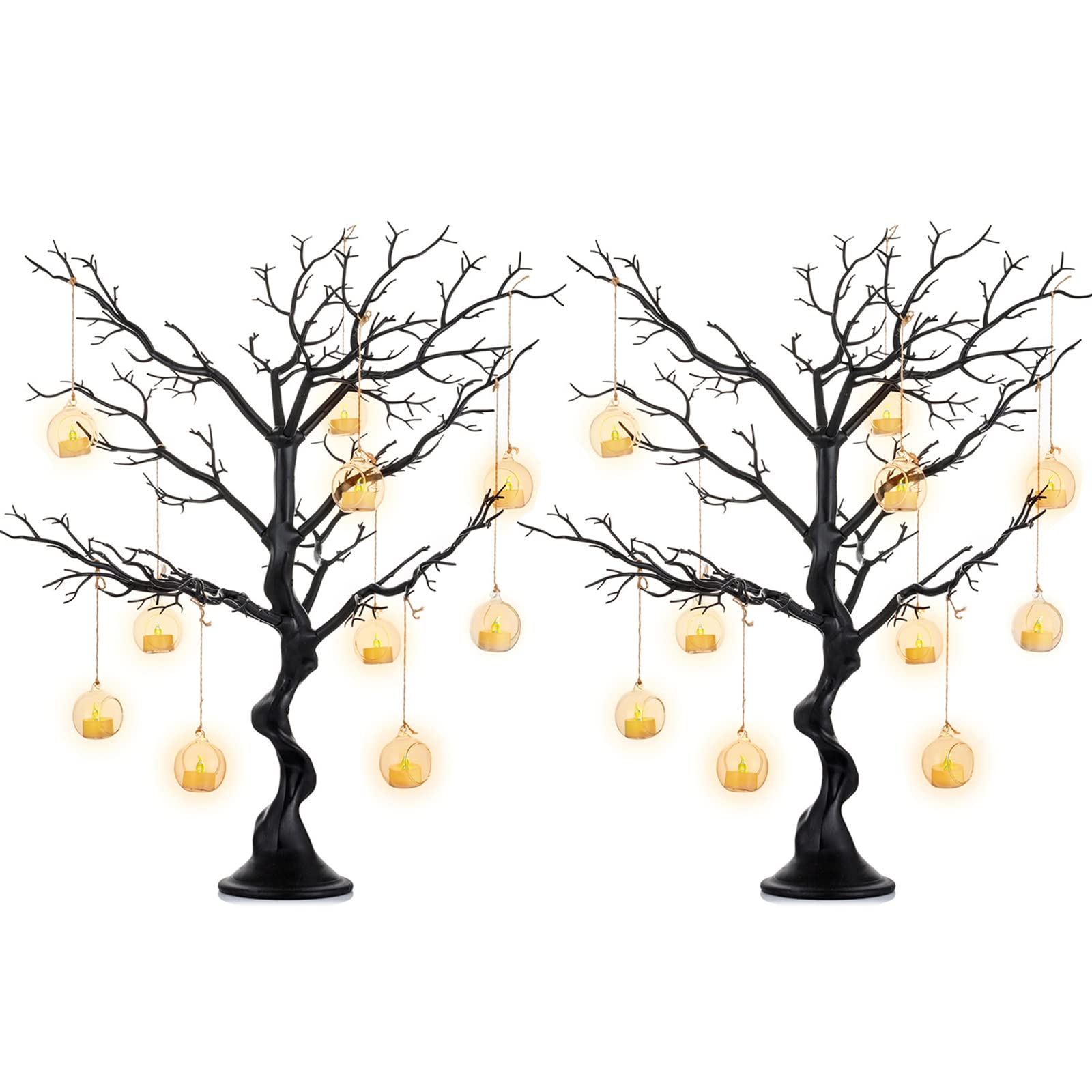 Sziqiqi Resin Artificial Tree for Tree Centerpiece, Home Decoration, Wedding Centerpiece, Creative Ornaments Display 30 inches (30 inch x 2, Black)