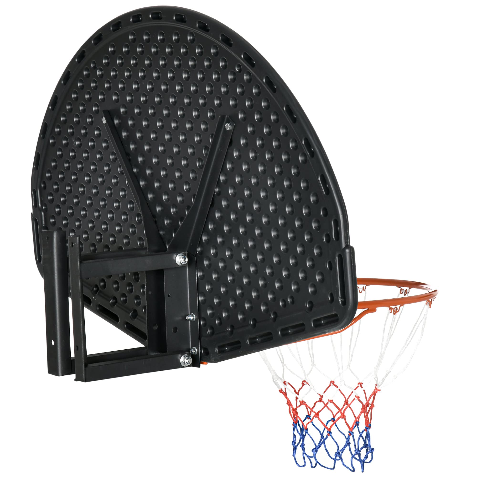 SPORTNOW Canasta de Baloncesto de Pared para Interior y Exterior - Tablero y Aro 110x90x70 cm Negro y Amarillo