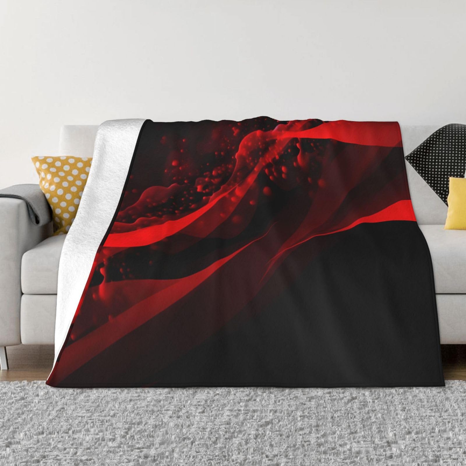 FodPand Black and red Background Fleece Blanket 80"x60" Lightweight Warm Throw Blanket for Bed Couch Cozy Air Conditioning Quilt All Seasons Decorative Fuzzy Blankets Gifts for Women Men