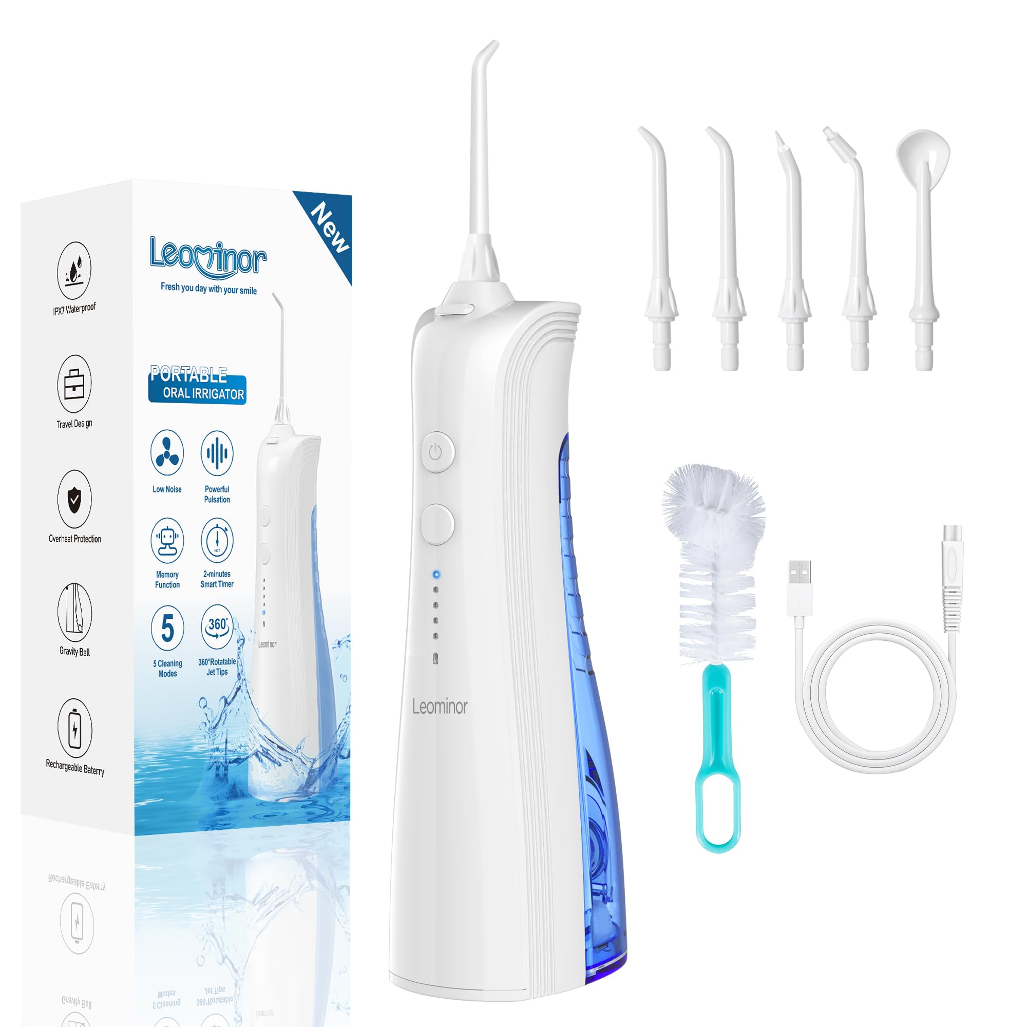 Leominor Water Flosser - Cordless Oral Irrigator -11