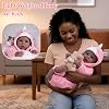 Aori Muñeca Bebé Negra de 17 Pulgadas Realista con Cuerpo Suave Ligero y Conjunto Rosa para Niñas 3+ | Juego de Imaginación, Vestir, Decoración de Guardería 4