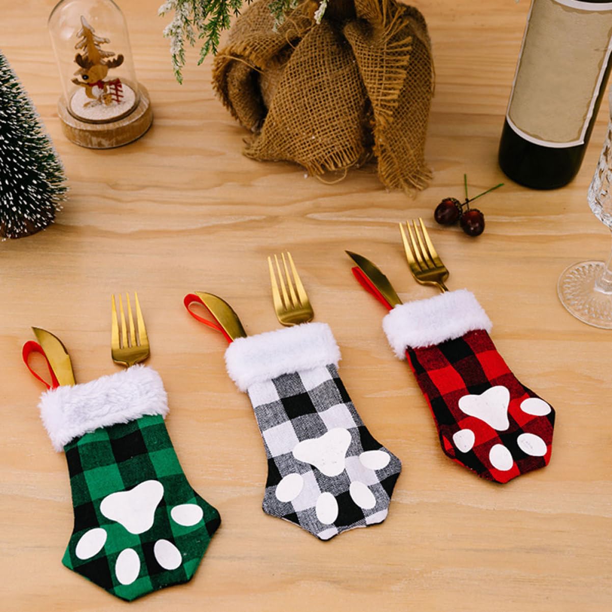 PRETYZOOM 5 Set Calza di Natale Artiglio di Gatto Giocattoli Gatto Natale Decorazione Albero Natale Decorazione Natale Albero Sacchetto Calza di Natale Decorazione Natalizia 3 Pezzi*5