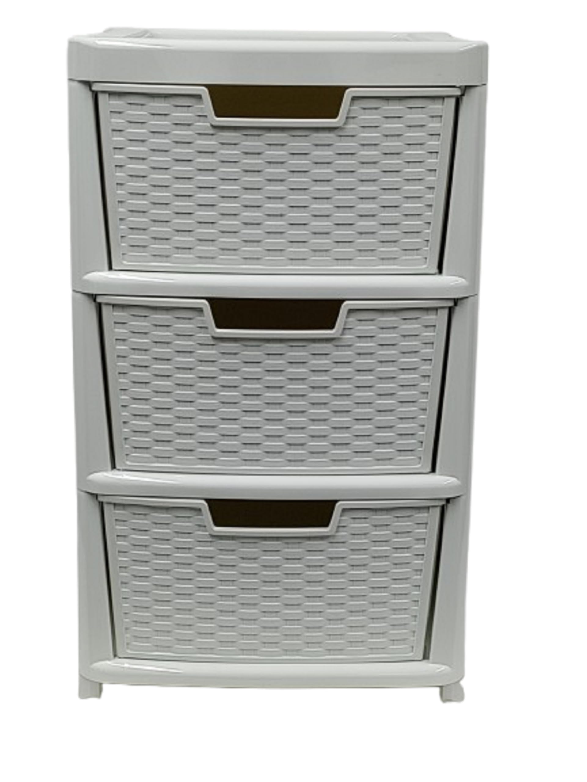 ELMORA'Z Large Storage Drawers Unit Rattan Effects Storage Solution Organizer Tower For Multipurpose Home Kitchen Office Laundry (Rattan Cream, 3 Tier)