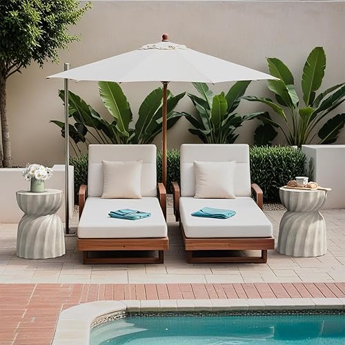 Miniatura 3 de SUNBURY Mesa auxiliar para exteriores, mesa auxiliar de 19 pulgadas de alto, mesas auxiliares de patio, mesas de café al aire libre, taburete de