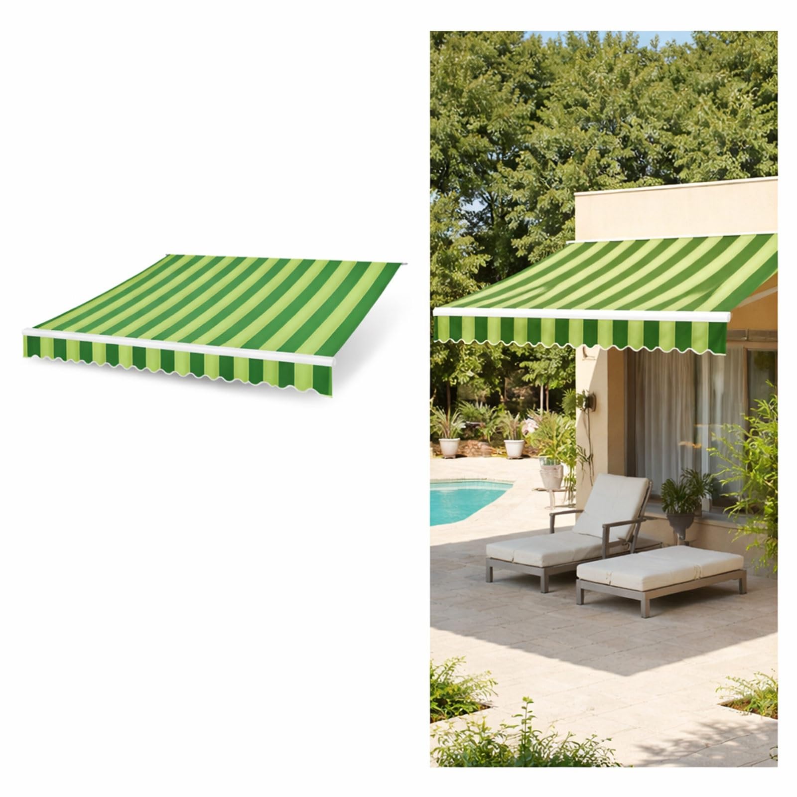 Copertura di ricambio in tessuto 300 x 200 cm, resistente ai raggi UV, impermeabile, in poliestere, per patio, giardino, balcone, porta, parasole – colore verde