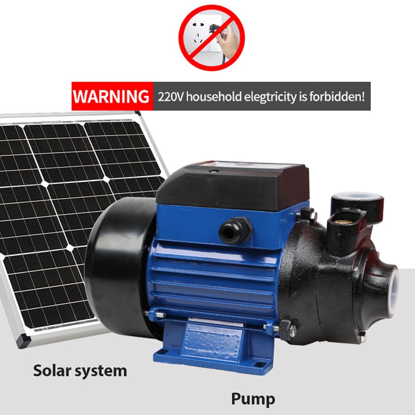 Solarwasserpumpe Taucher Solar -Well -Pumpe 230 W 25 Meter Kopf 1,5 M³/h Durchfluss Doppelkugellager -Design Gusseisenstruktur für Bewässerungswassertransferteiche
