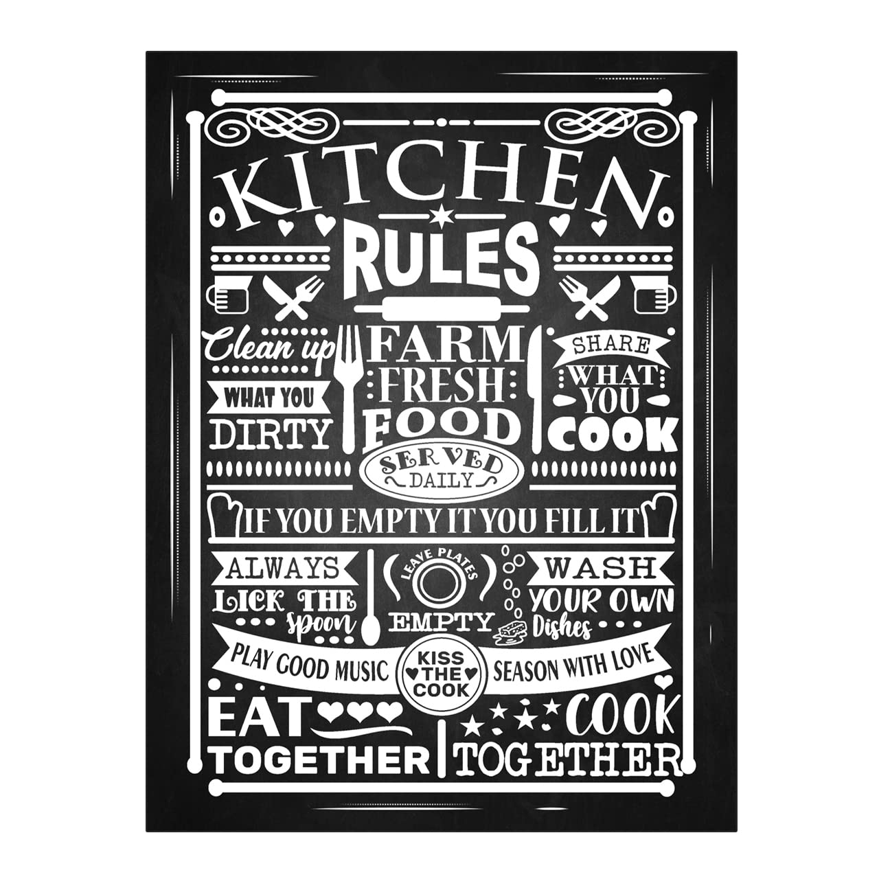 Kitchen Rules Metal Sign Plaque Home Decor 8x6in 10810