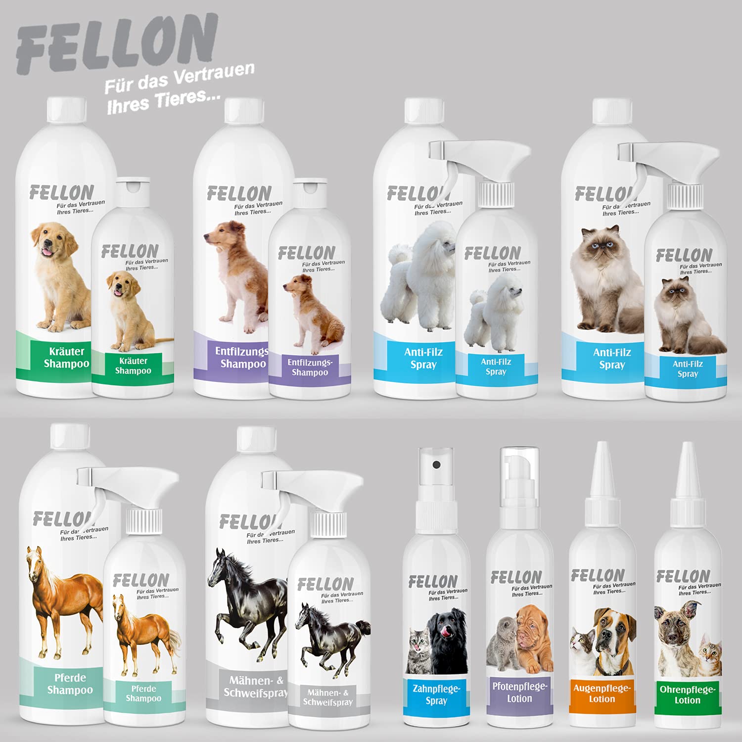 Fellon Szampon dla koni, delikatny szampon do pielęgnacji sierści koni, przeciw suchej skórze, neutralne pH, naturalny, natłuszczający, oczyszczający szampon z łagodnymi substancjami myjącymi,
