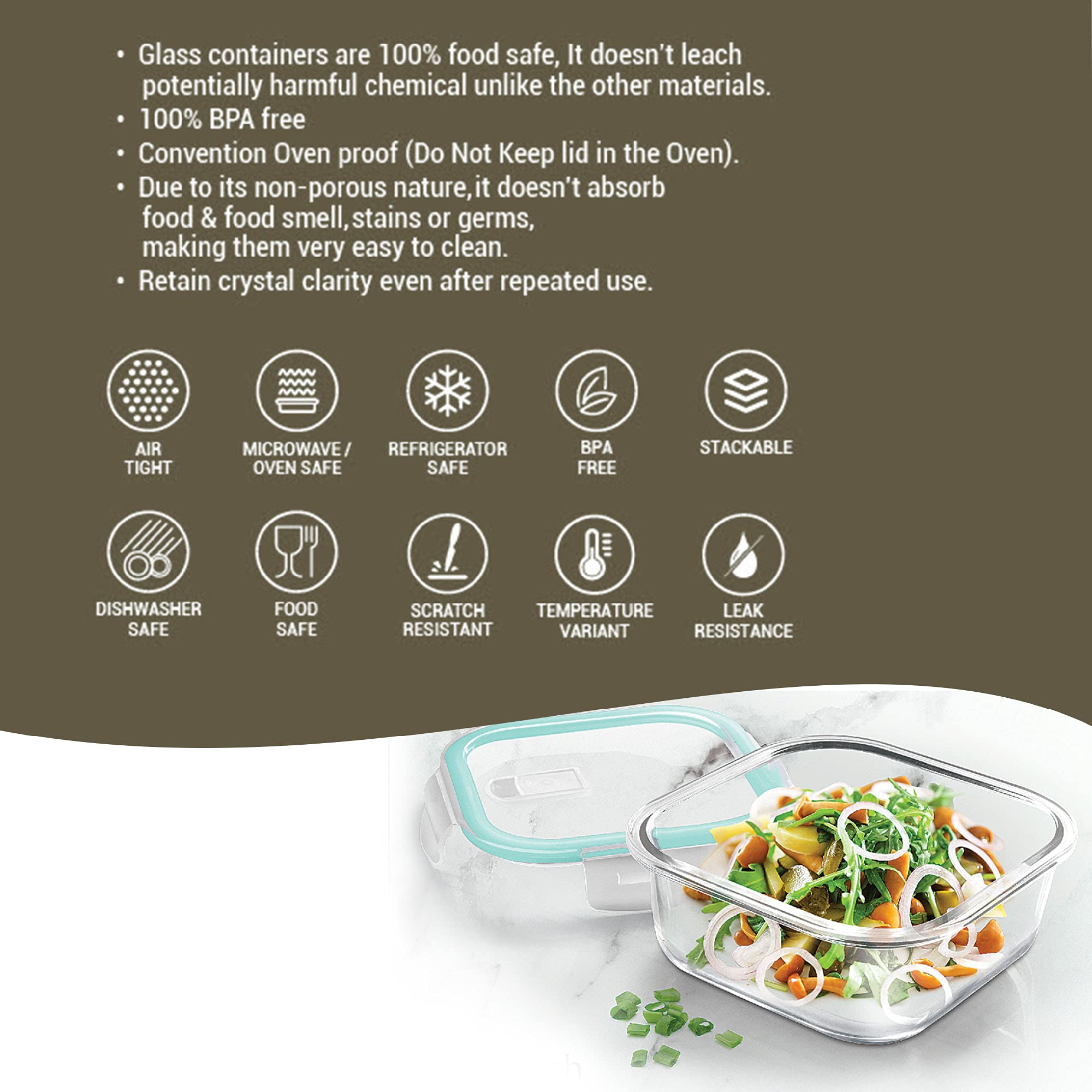 Treo Milton Glass Containers - Leakproof & BPA Free -3