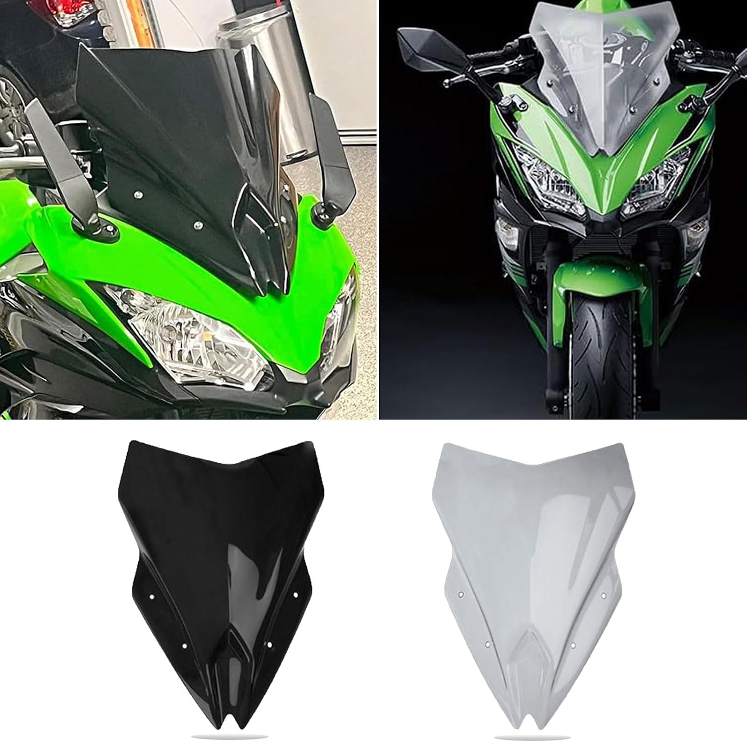 for Kaw&a&sa&ki Ninja650 EX650 ER6F 2017-2019 Wind Shild Screen Protector ninja650 Motorcycle High Windshield Windscreen Front Flyscreen er6f ex650 Parts (Lightsmoke)
