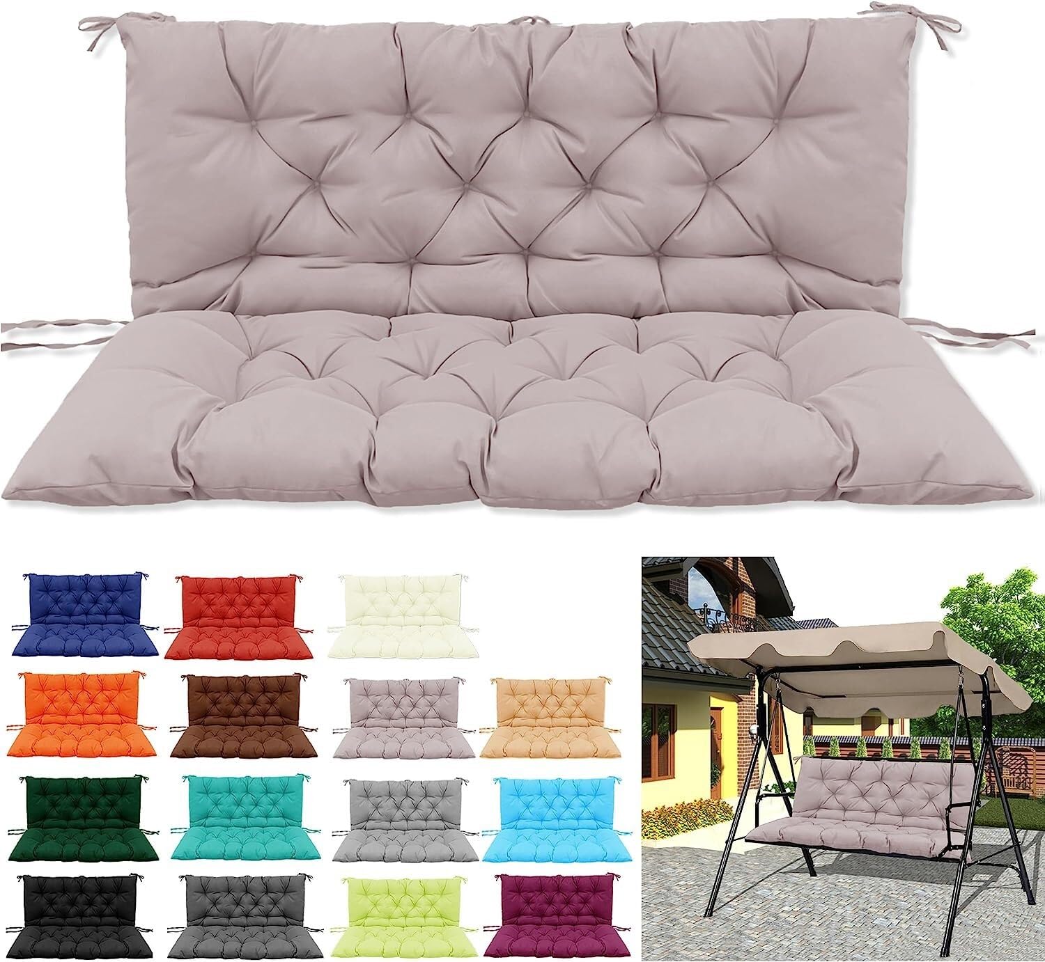 Coussin De Banc Amovible 80x40cm - Mousse Mémoire, Toile De Lin, Antidérapant, Gris Foncé