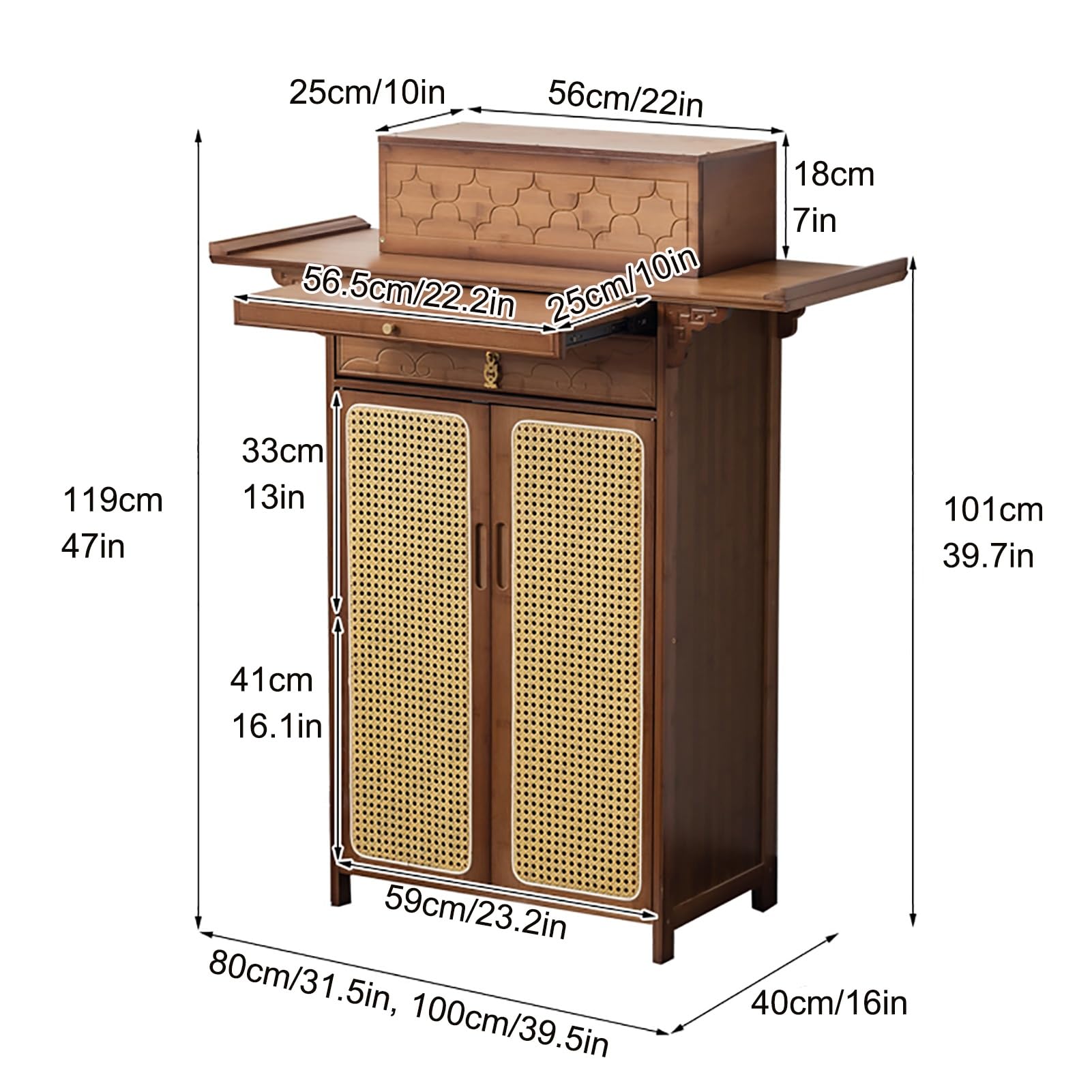 Altare da Meditazione per la spiritualità, Altare in Stile Cinese retrò con ripiano portaoggetti, Organizer da scrivania, Mobile per esporre vasi, Piante e Libri (Marrone, 80 cm/31,5 Pollici)