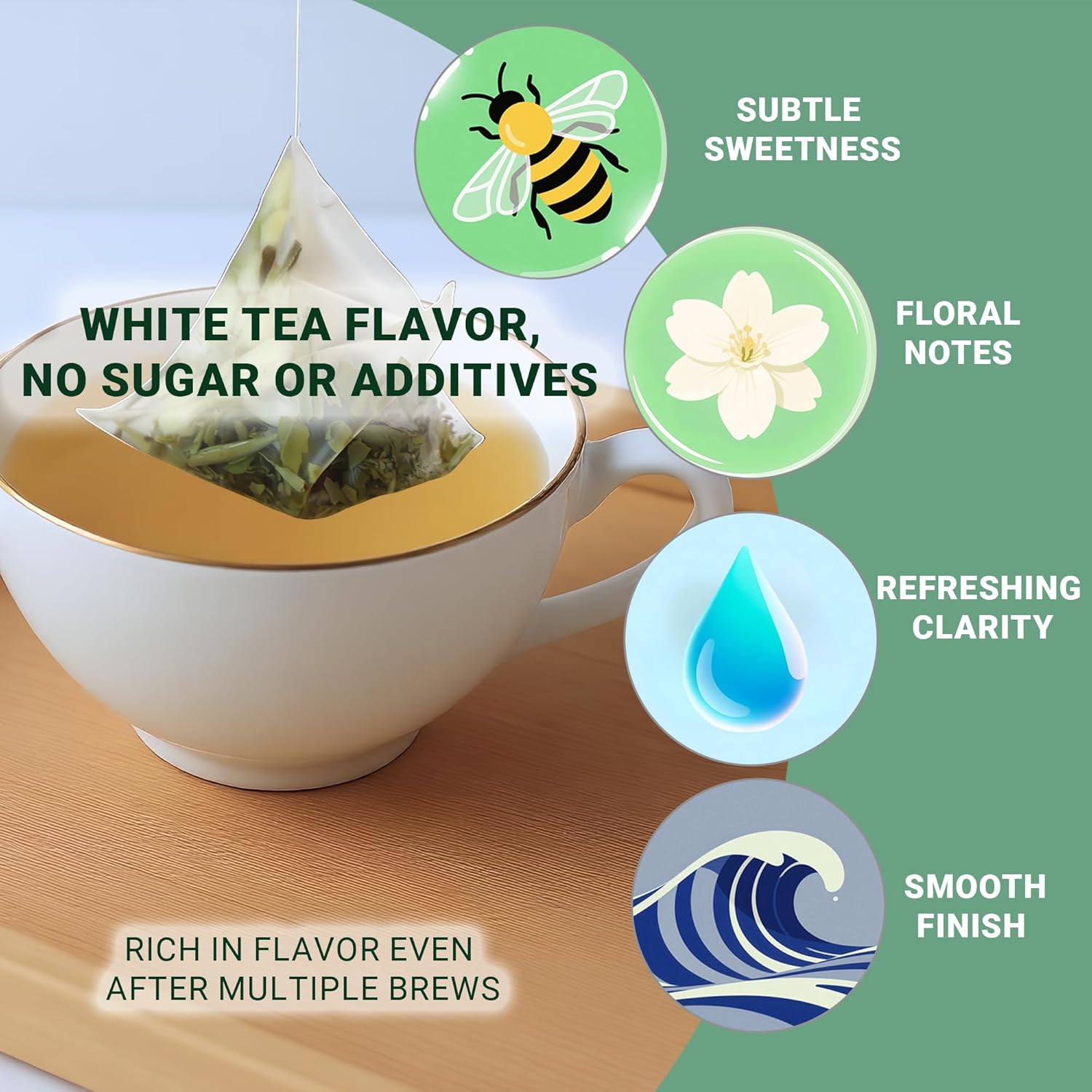 ADMIRINGAZELAND Jasmine White Tea Bags - 30 Count Fujian White Peony Leaf & Real Jasmine Flowers Blend with Pyramid Bags, Morning & Afternoon Chinese Tea Gift for Women & Men, 2.1oz