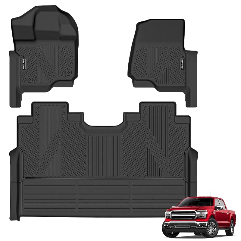 Kit de tapetes automotivos em TPE para Ford F-150 SuperCrew Cab 2015–2026, preto, 3 peças