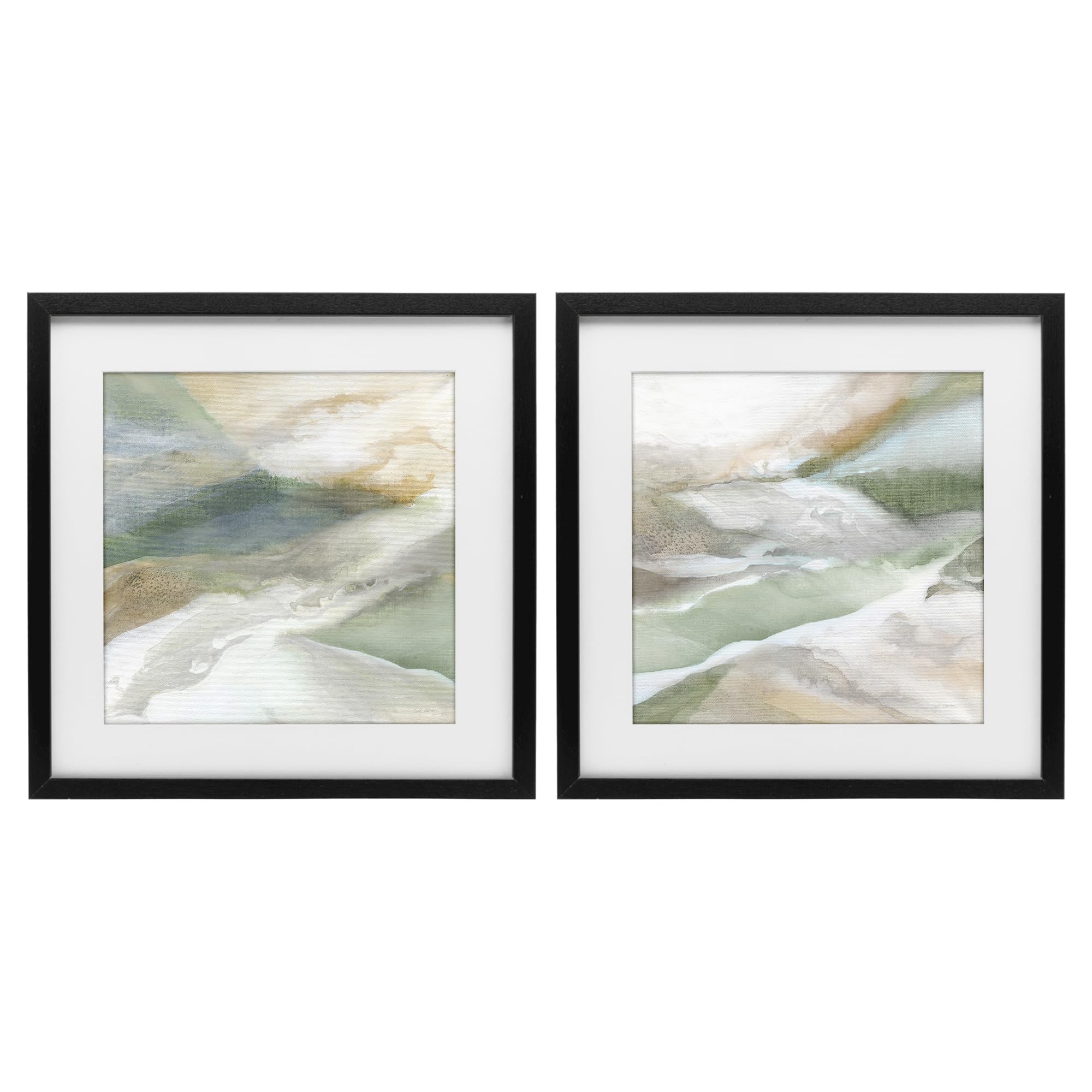 Stupell Industries Misty Valley Serenity Landscape 'Serene Misty Valley Abstraction'| 2Pc Framed Print Under Glass Set