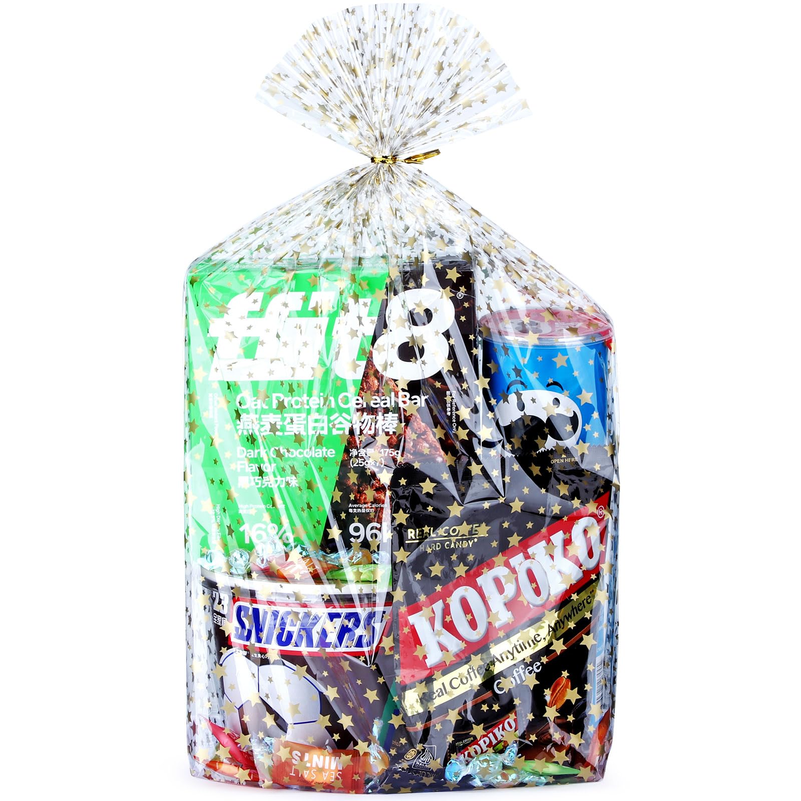 Bolsas De Celof N Transparentes Voikinfo Con Fuelle Inferior, 20 Unidades, 14 X 18 Pulgadas, Con Forma De Estrella Dorada, Para Envolver Cestas G-image