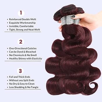 Amazon.com : MOMOSHERO 99j Dark Burgundy Body Wave 3 Bundles