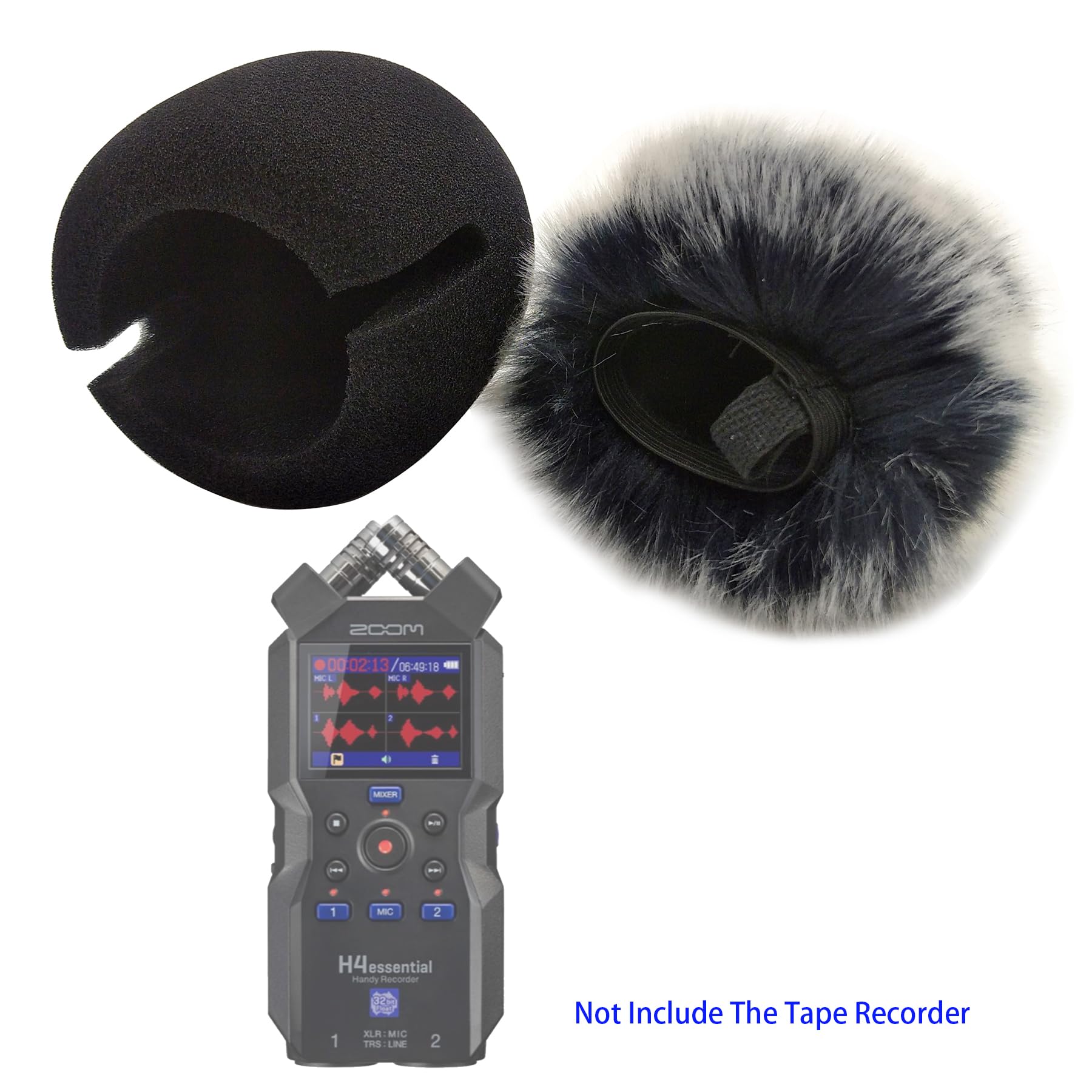 KETENG Furry Windscreen Muff and Foam Windscreen with Zoom H4NEssential Recorder