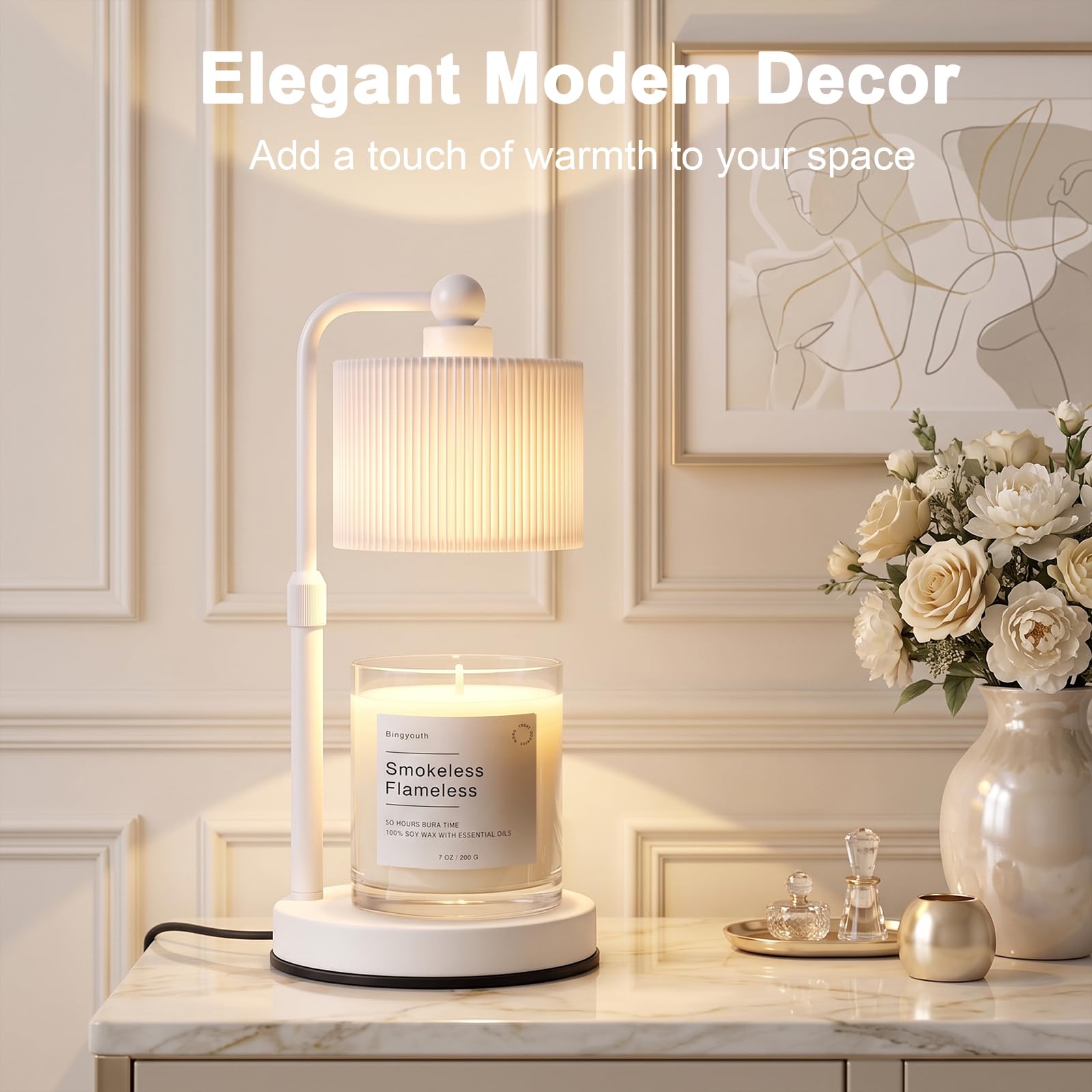 BSBZ - Lampada scalda candela con timer, colore: Bianco
