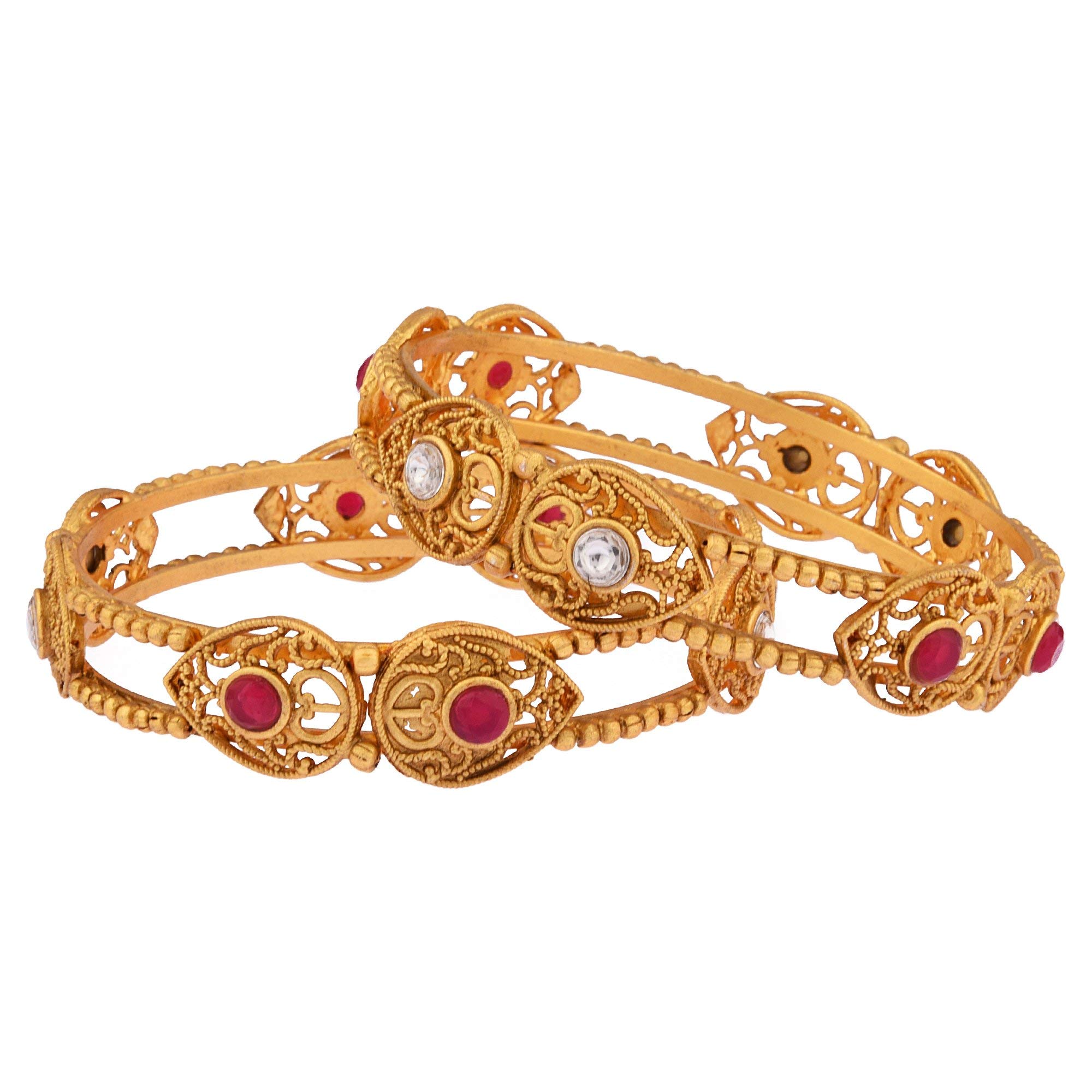 Plated Ruby Kundan Stone Bangle for (_100gm_2.6)