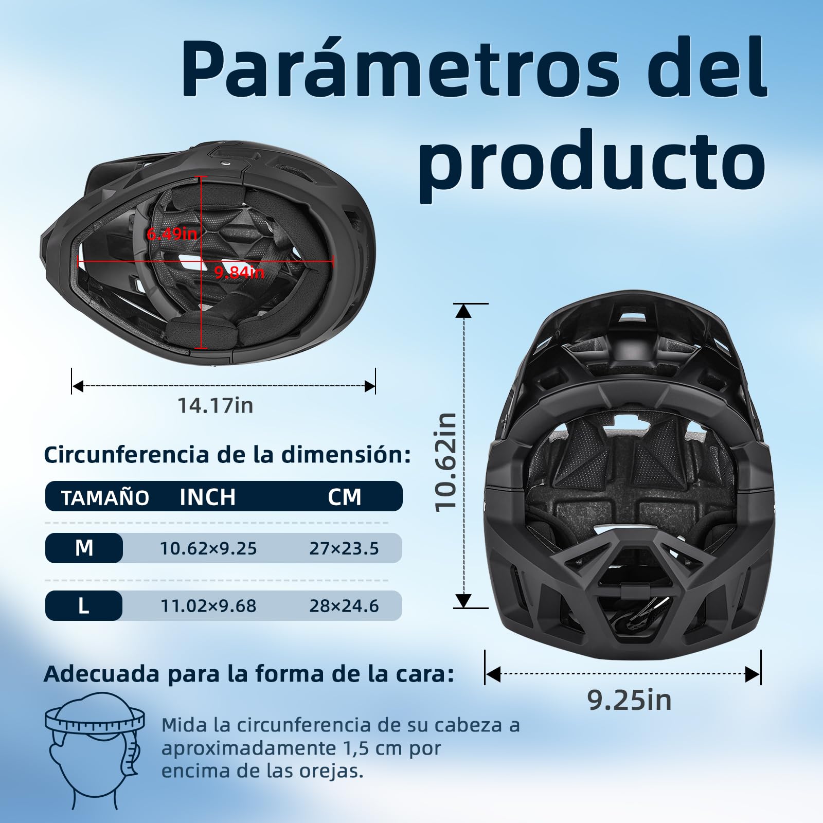 Casco de Bicicleta de montaña MTB Downhill Según Norma de Seguridad EN1078, Aberturas de ventilación para Flujo de Aire y refrigeración, Carcasa Exterior de PC Adulto Negro