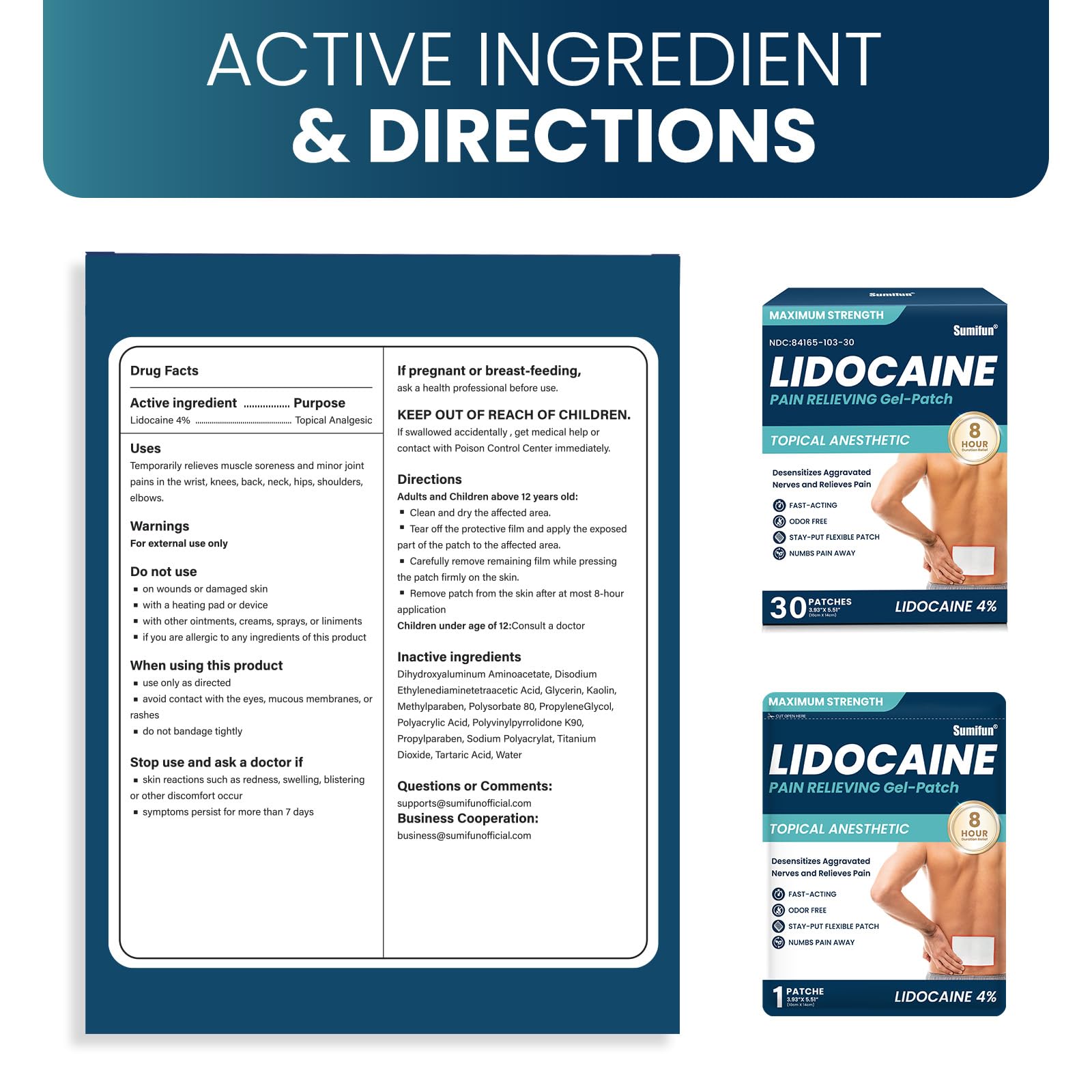 Sumifun 4% Lidocaine Patches Maximum Strength, Fast-Acting Relief, 30 Count — Amazon image 6