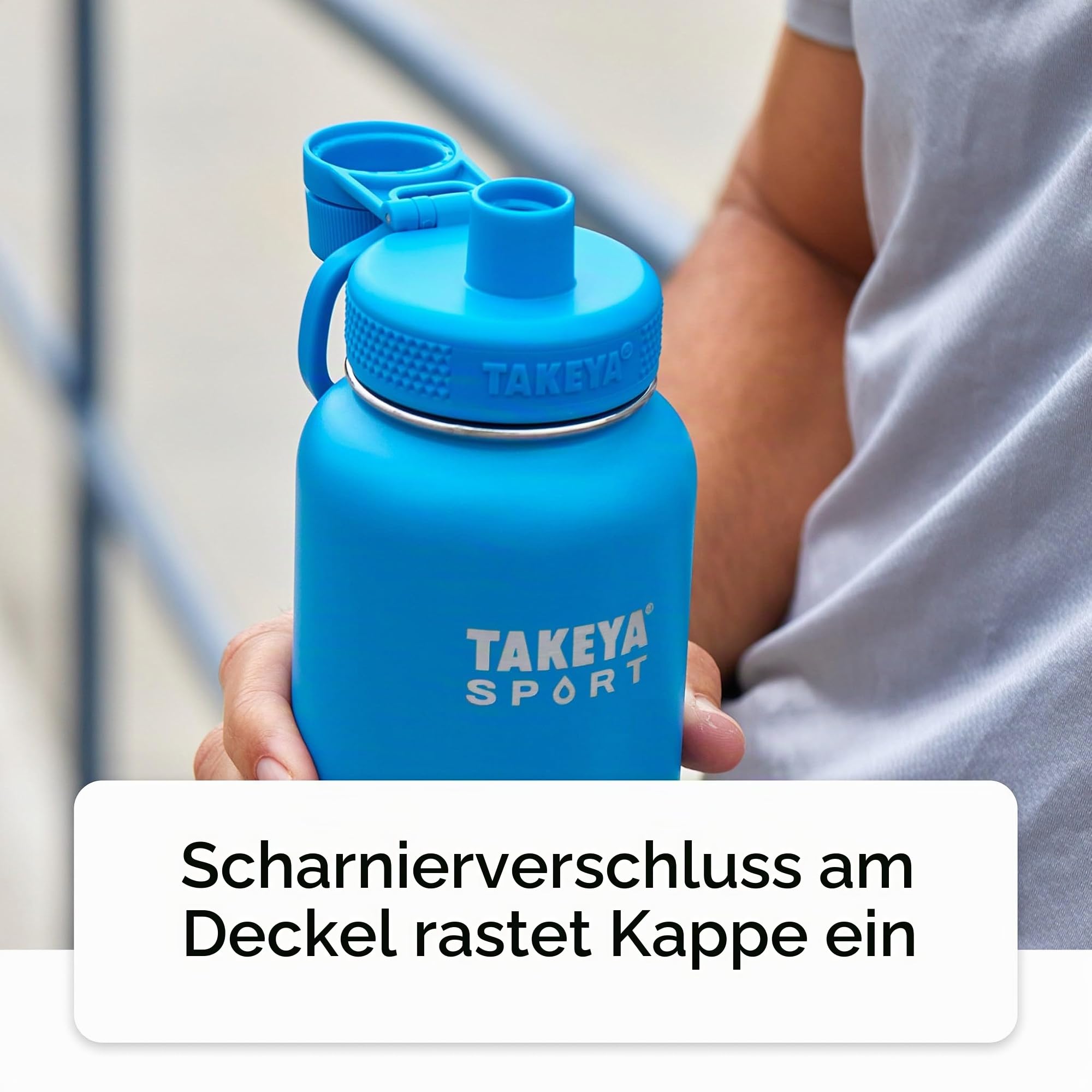 Takeya Sport Dreifachwandige isolierte Edelstahl-Wasserflasche mit eisblockierendem Auslaufdeckel, unübertroffene Qualität, 26+ Stunden kalt, Grand Slam Black