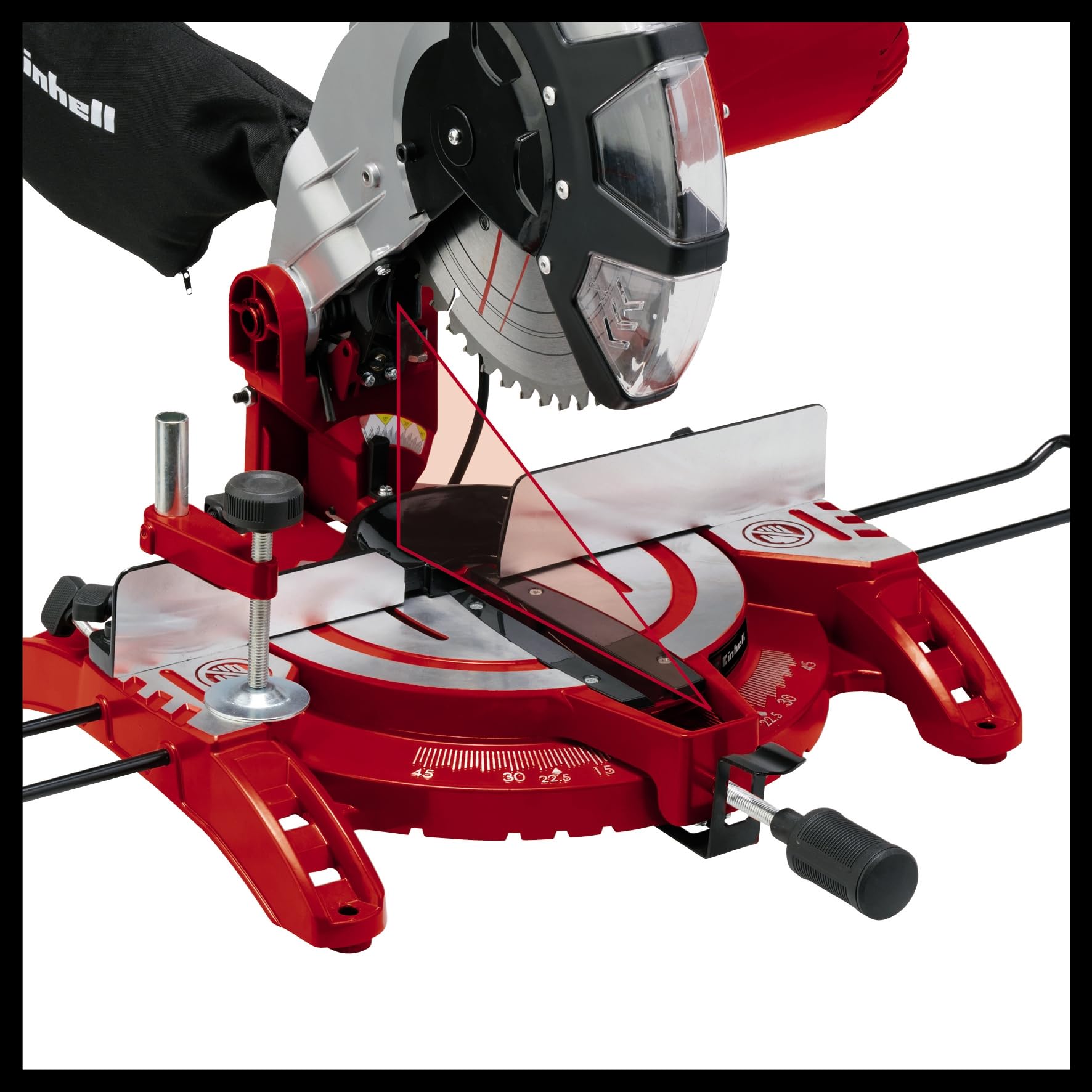 Einhell TC-MS 2513 L Troncatrice (230-240 V, 1600 W, giri al min. 4000, lama Ø250 x ø30 - 48 denti, inclinabile sinistra 0-45°, taglio max 130 x 75 mm)