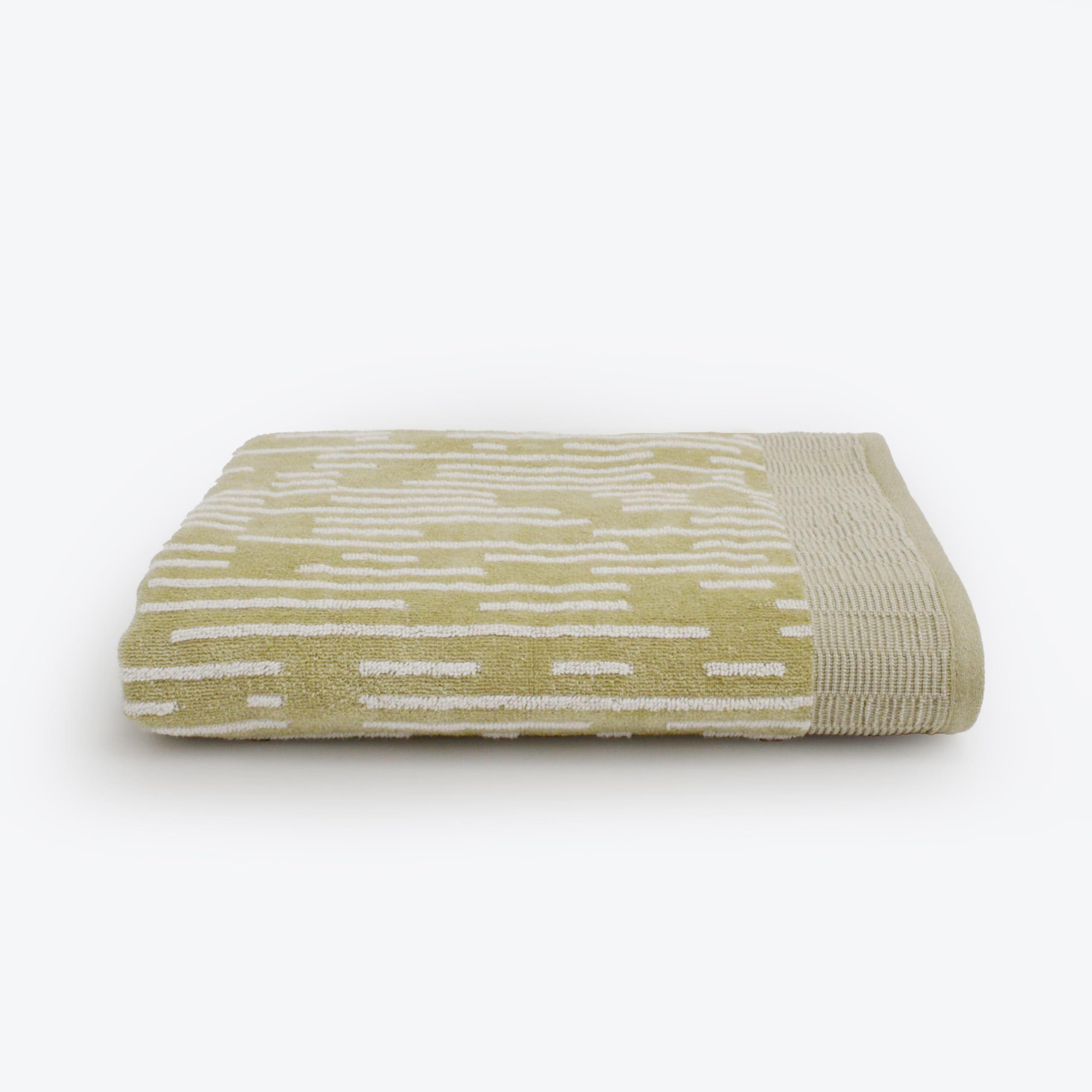 Allure Bath Fashions Sage Green Zero Twist Barcode Stripe Bath Sheet - 90 x 150cm Cotton
