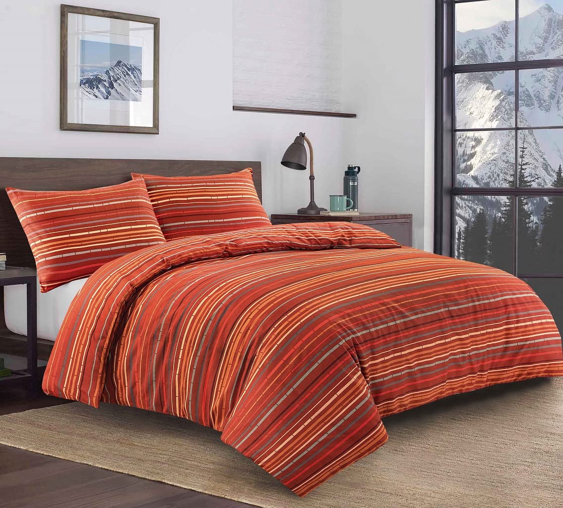 HOME ACE Leon Red Printed Single Duvet Cover Set - Easy Care Poly Cotton Single Quilt Cover Bedding Set - 135CM x 200CM with 1 Pillowcase 50CM x 75CM