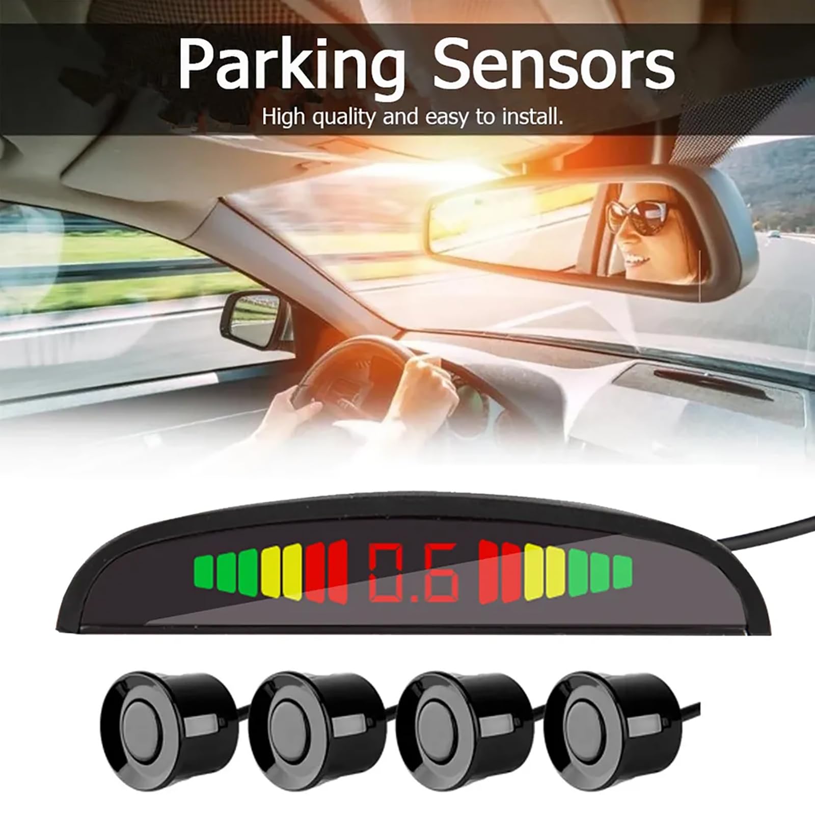 Alarma De Asistencia De Estacionamiento LED, Alarma De Sonido Sensor De Estacionamiento Universal Con 4 Sensores De Estacionamiento, Detección De Distancia De 0 ~ 2,0 M, Para Automóvil SUV Automotriz