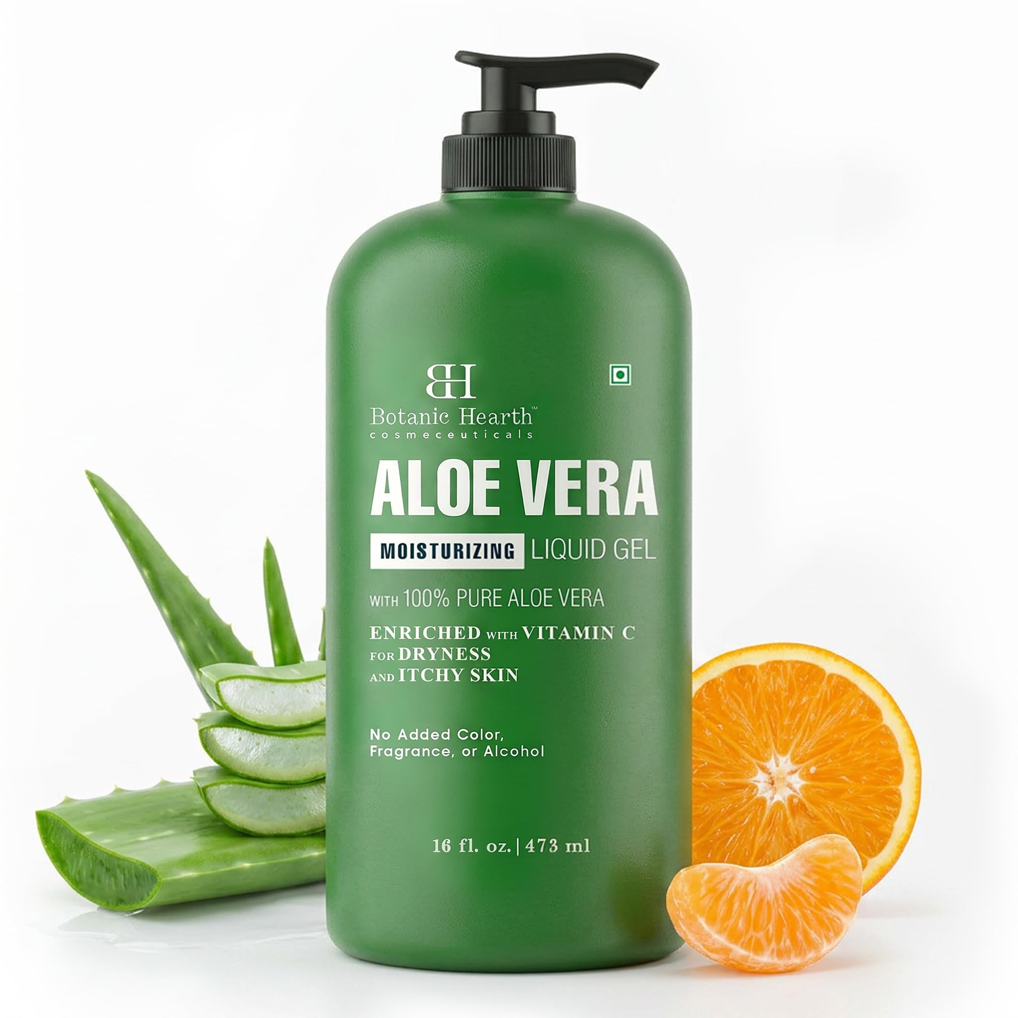 Botanic Hearth 100% Pure Aloe Vera Moisturizing Liquid Gel – 16 fl. oz | Enriched with Aloe, Vitamin C for Dry & Itchy Skin – No Added Color,