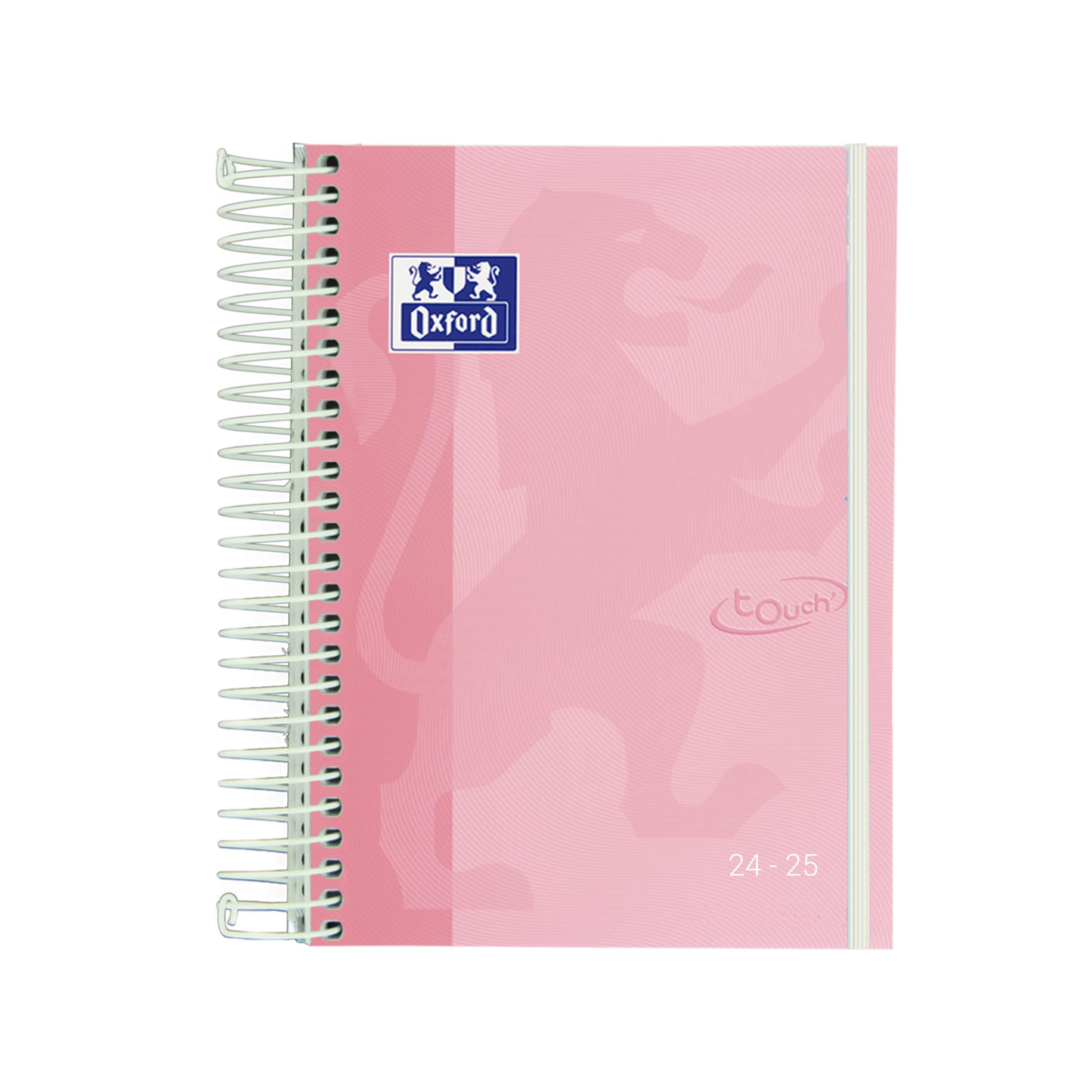 Oxford Touch, Agenda 2024 2025 Día por Página, Tapa Extradura, 12x18 cm, Español, Color Rosa Pastel
