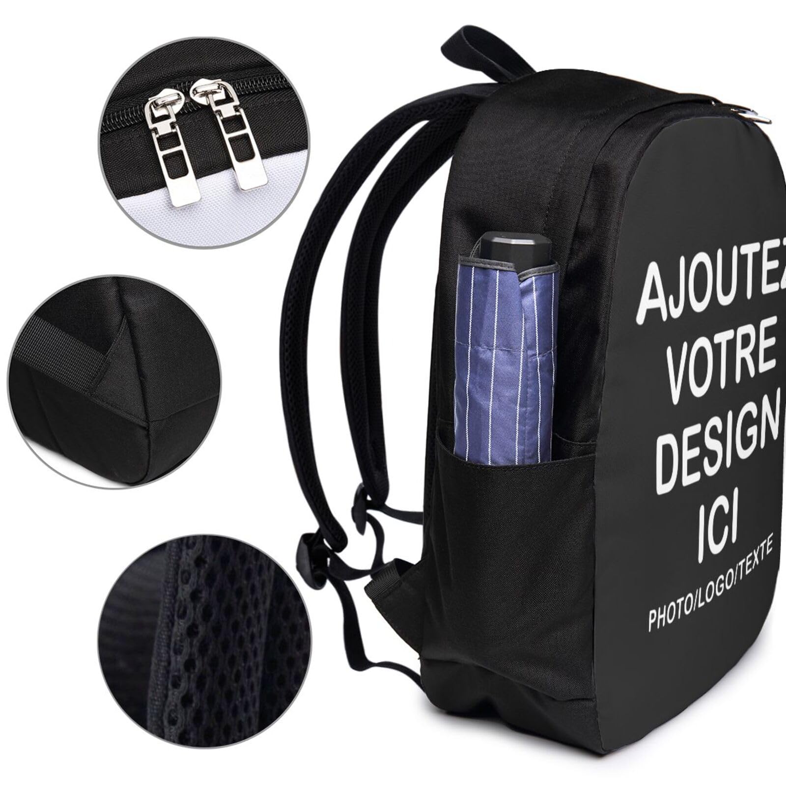 Sac à dos personnalisable – personnalisée Avec Photo Texte Image ou logo – personnalisé sac a dos léger pour étudiants, voyages, camping & rentrée scolaire