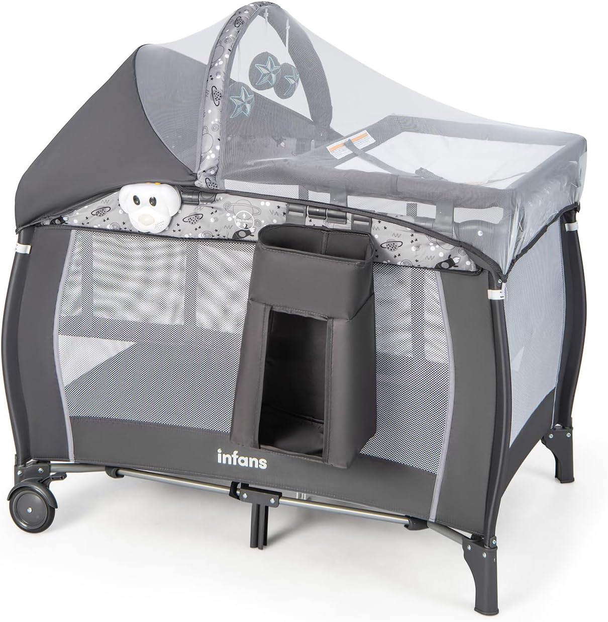 Maxmass 4in1 Baby Travel Cot, Convertible Infant CoSleeper Crib with