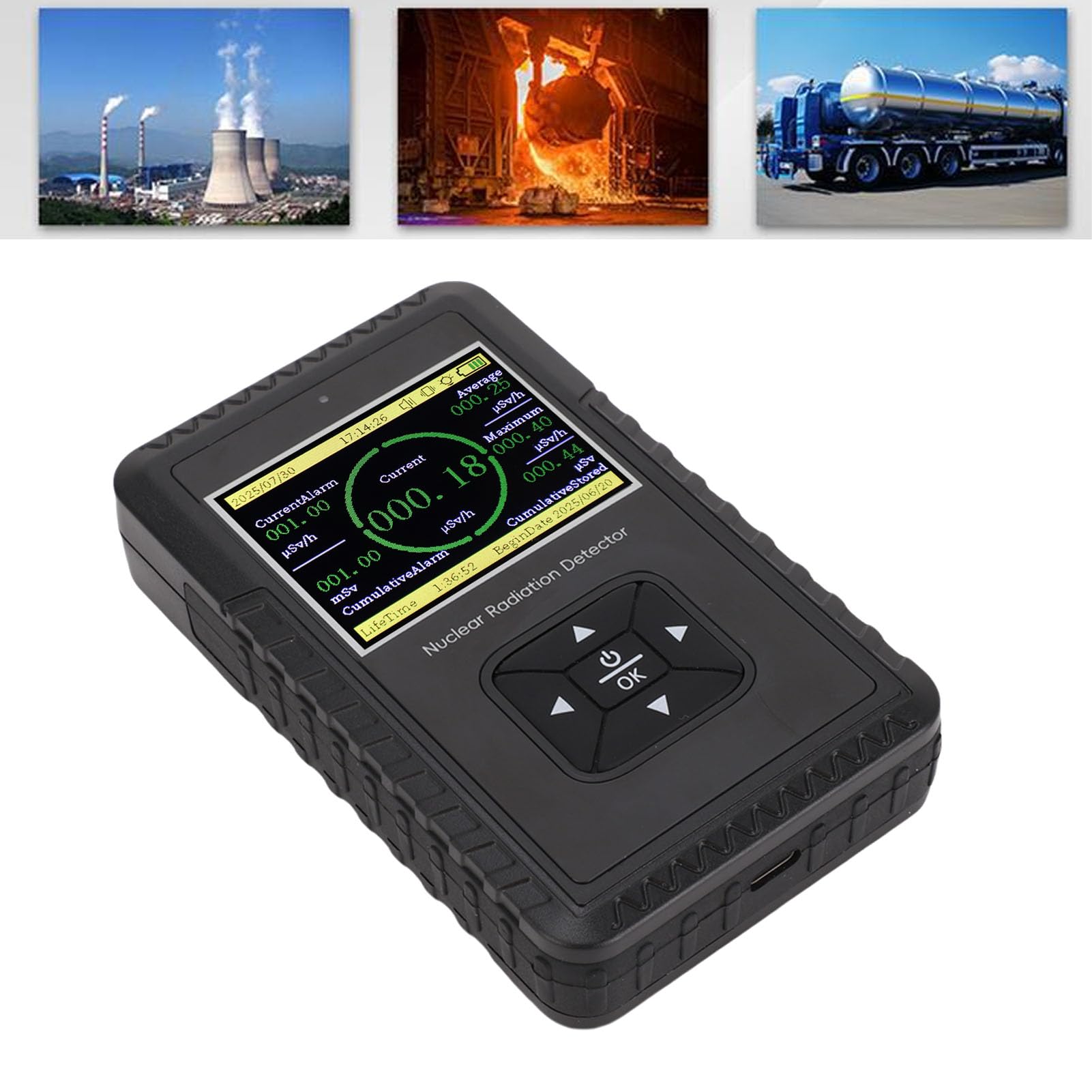 Hand-Nuklearstrahlungsdetektor oder Beta-Gamma-X-Dosimeter |Dreifaches Alarmsystem mit LCD-Display, Ton-Licht-Vibrationsalarm, Tragbares Strahlungsmessgerät für Sicherheit