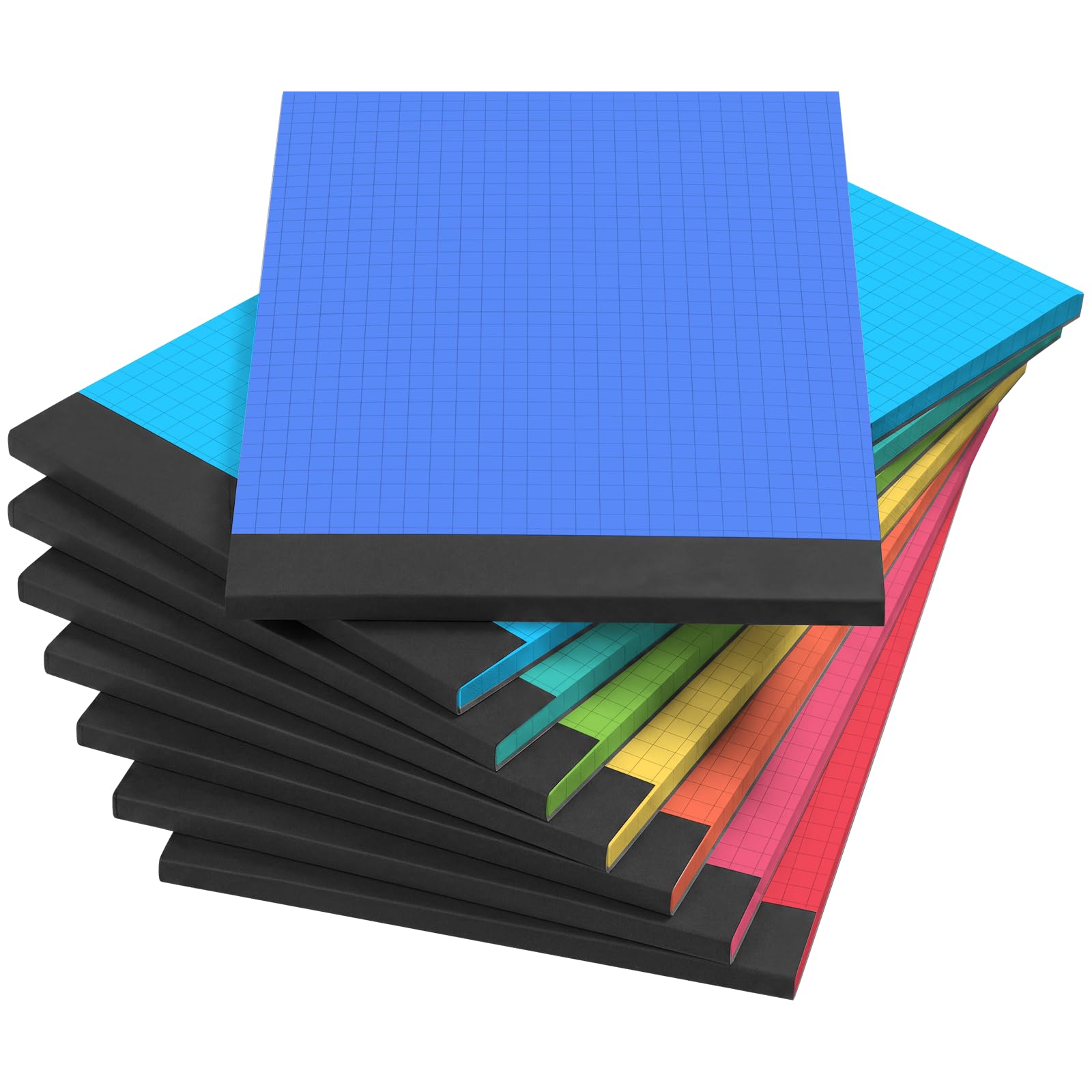Jetec 8 Pcs Small Graph Paper Notepad 5 x 8 Inch, Bright Color