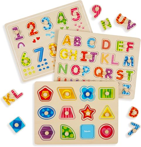 Miniatura 1 de Montessori - Rompecabezas de madera para niños pequeños de 1 a 3 años, 3 piezas, rompecabezas con forma de número, tablero de rompecabezas con forma