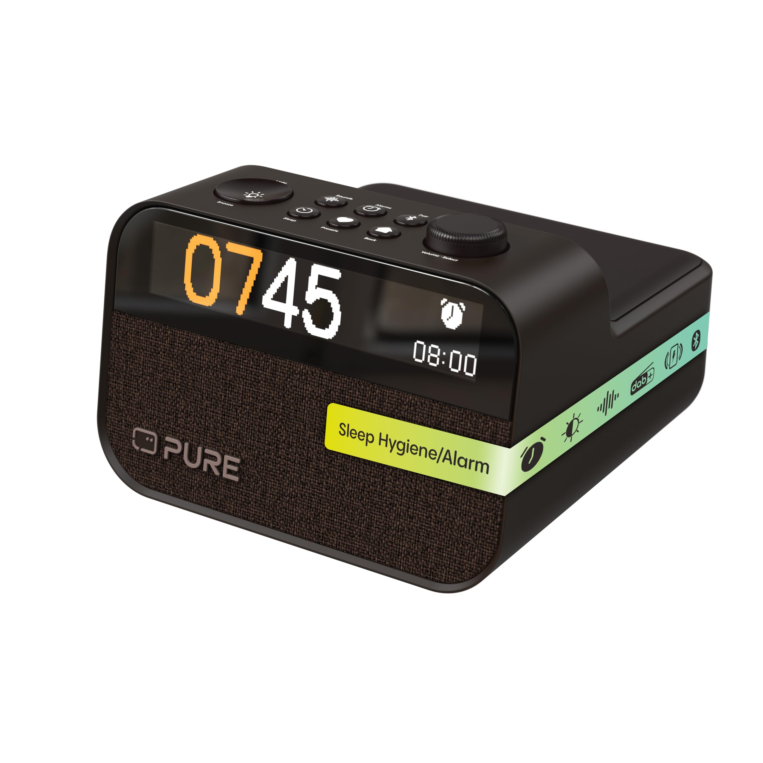 Pure Black Moment Charge Alarm Clock Radio With Wireless Charging
