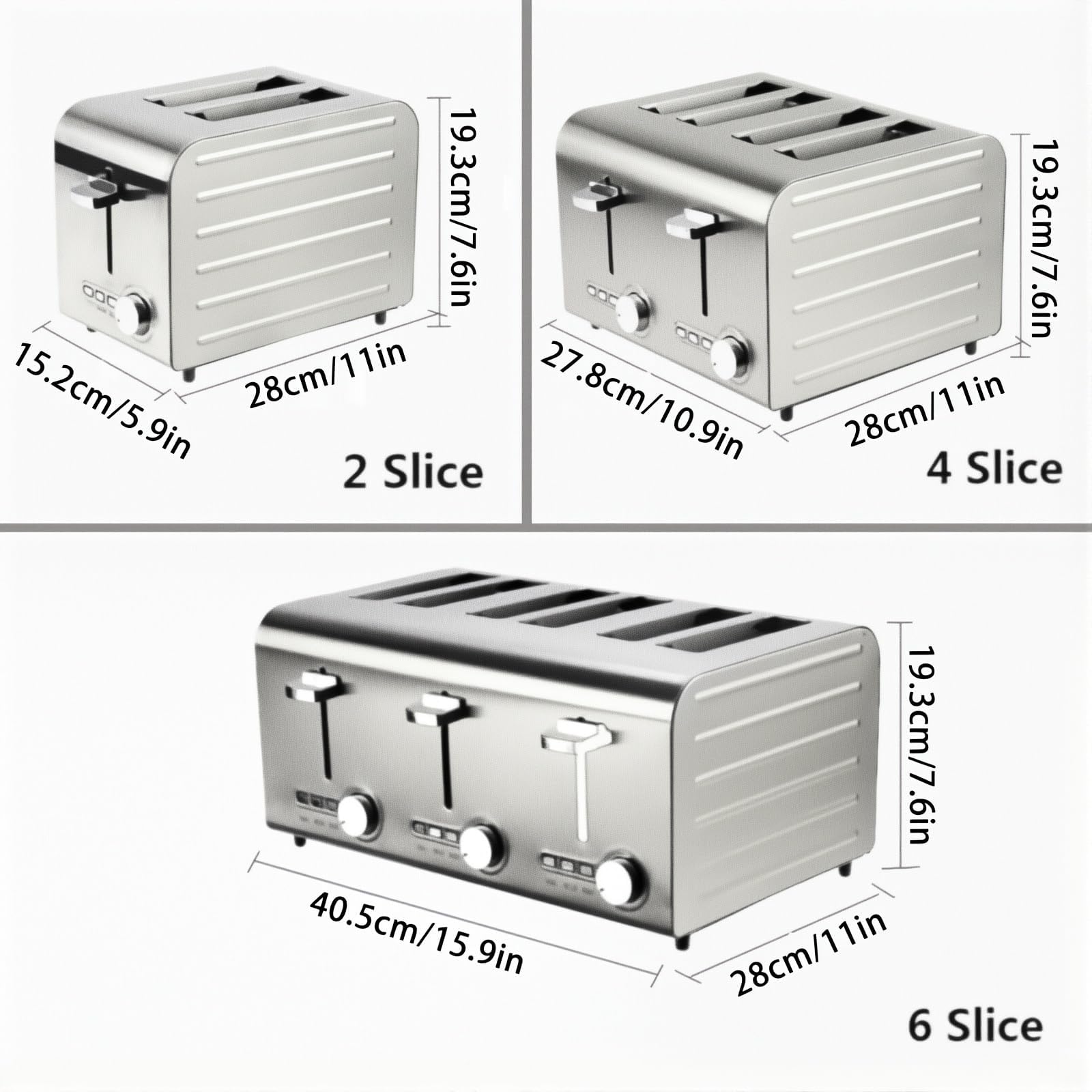 Toster Na 2/4/6 Kromek, Komercyjne Tostery Do Chleba Z 7 Stopniami Przyrumieniania Oraz Funkcjami Rozmrażania/podgrzewania/anulowania, Idealny Elektryczny Toster Do Grubych Kromek 2-Slices