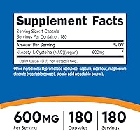 Vista 2 de N-acetil l-císteina Nutricost (NAC) 0,02 oz; 180 cápsulas, No Model, 1 botella, 1