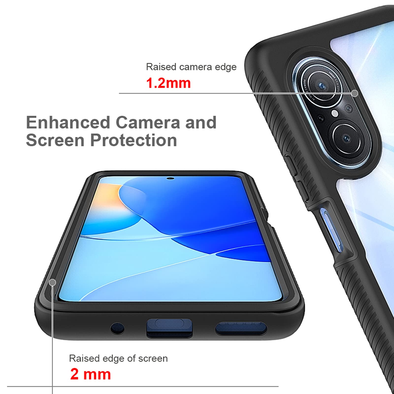 XINYEXIN Cover per Xiaomi 13, Traslucida Custodia Antiurto Antigraffio con Supporto Anello a 360°, PC + TPU Bumper Case - Army Green