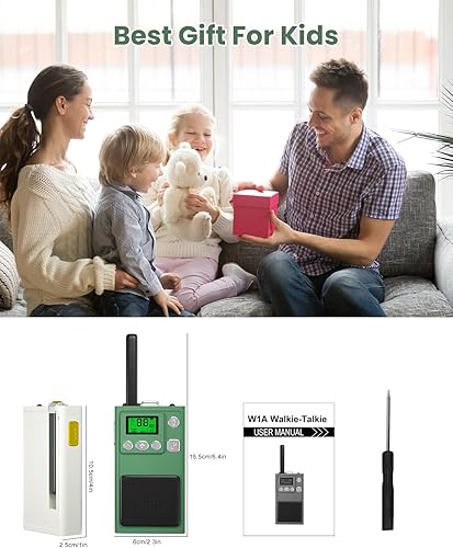 Miniatura 8 de MOREXIMI Walkie Talkies para niños, paquete de 2 unidades, 22 canales de largo alcance, juguetes educativos al aire libre para niños de 3 a 12 años