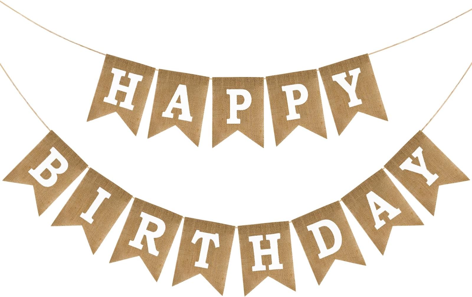 Anwyll Happy Birthday Banner - NO DIY Burlap Happy Birthday Banner Sign Happy Birthdays Party Decoration Happy Birthdays Banners Bunting for Women Men Girl Boy Celebration Party Backdrops (Brown)