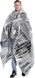 Pacote com 2 cobertores de emergência cobertor térmico Mylar de cobertor espacial gigantesco cobertores de sobrevivência equipamento de acampamento, primeiros socorros (prata ambos os lados, 210 x 130