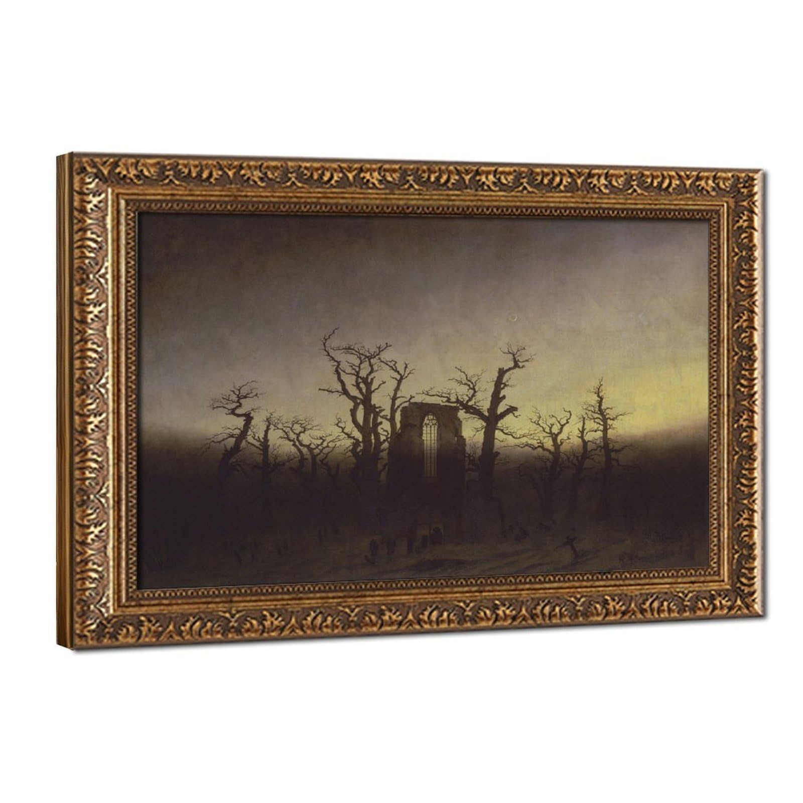 WCYB The Abbey in The Oakwood by Caspar David Friedrich Posters Prints Canvas Deco Paintings Wall Art Hangable Frame 12" L X 18" W
