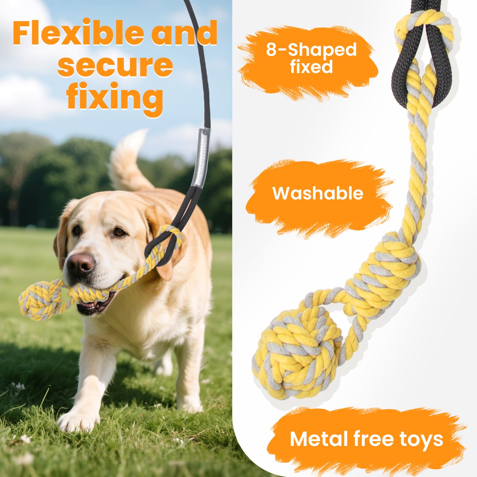 Ycozy Flirt Pole Cane 103cm, Cane Teaser Palo, Bacchetta Da Teaser Allungabile, Corda Giocattolo Interattivo All'Aperto per Cani Piccola/Media/Grandi Allenamento Esercizio Di Gioco